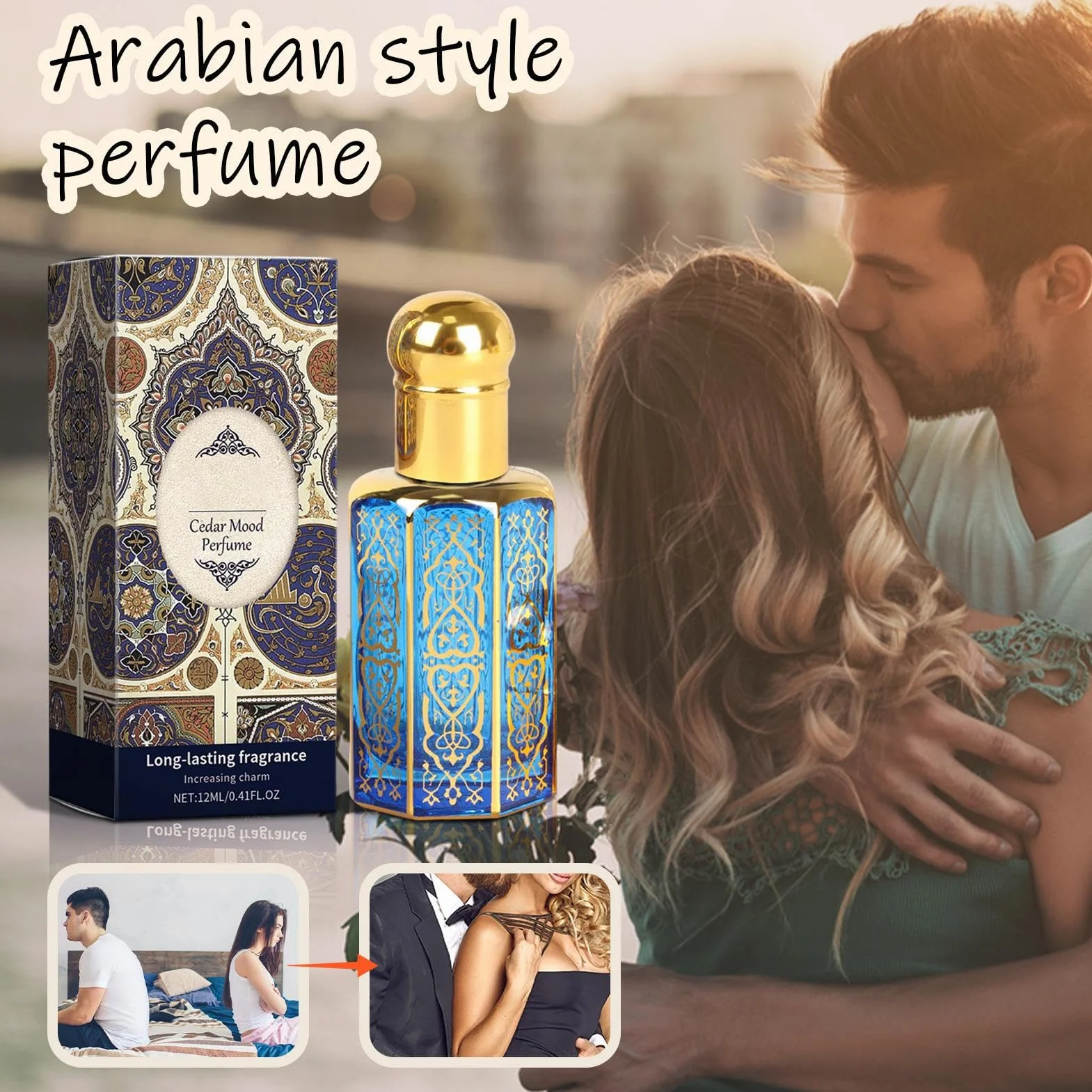 Arabskie perfumy damskie 12 ml, osobisty olejek zapachowy, długotrwały naturalny olejek zapachowy, koncentrat orientalnych esencji, egzotyczny i niepowtarzalny zapach, do codziennego użytku, randek i