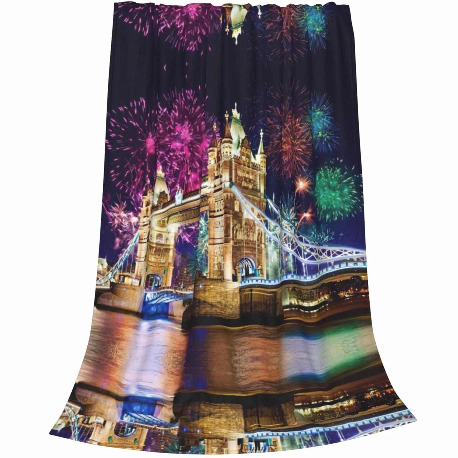 Night London Tower Bridge Ultra miękki flanelowy koc podróżny na wszystkie pory roku
