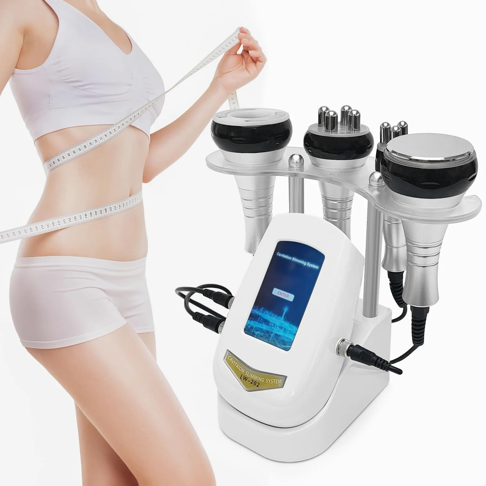 Body Shaper Beauty Machine - 4 w 1 RF kawitacja próżniowa wielobiegunowe urządzenie do pielęgnacji skóry, domowy masażer do ramion, talii i brzucha