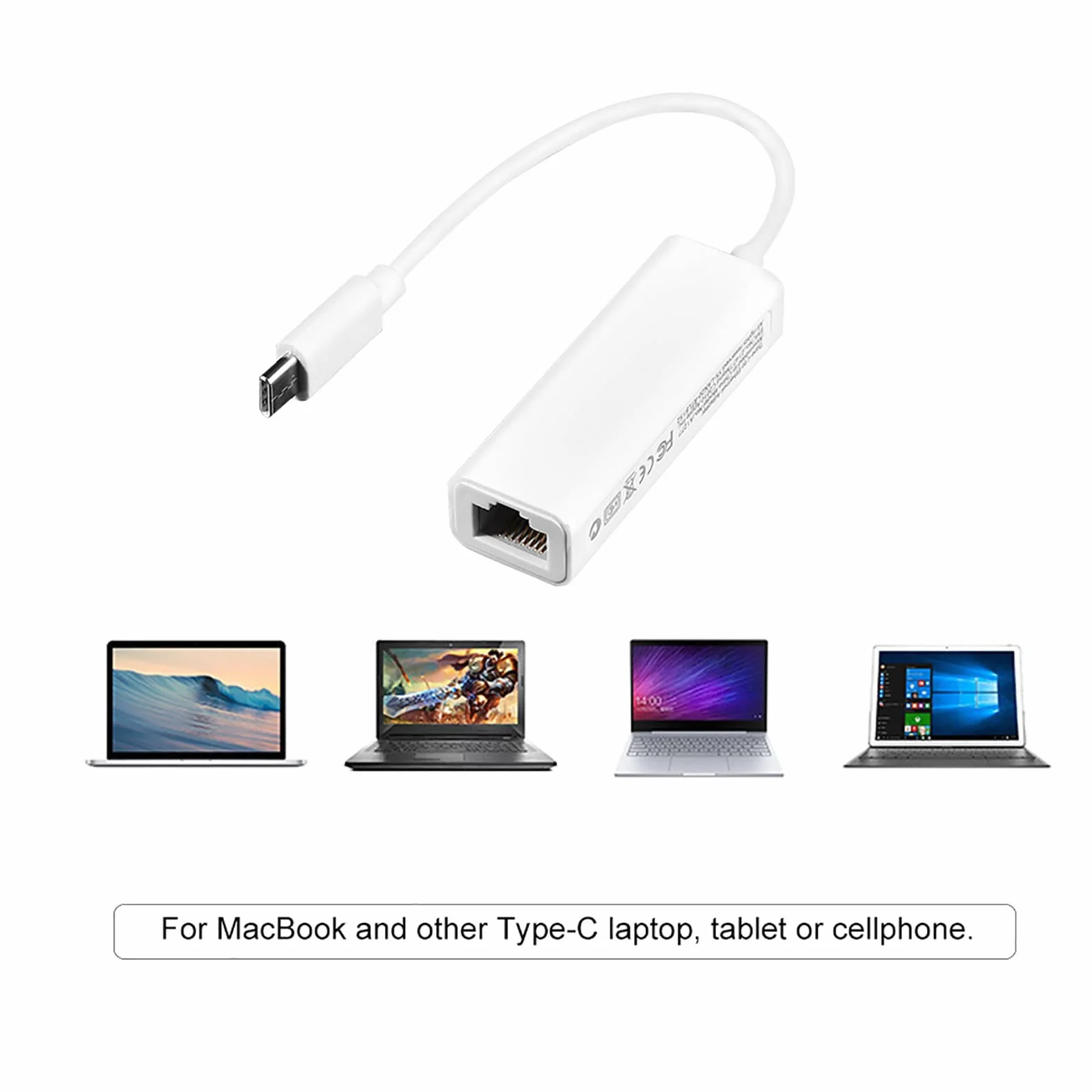 Adapter USB 3.1 Typu C na RJ45 Konwerter Sieci Fast Ethernet LAN dla USB C Laptop Plug and Play, Mały Rozmiar, Szeroka kompatybilność