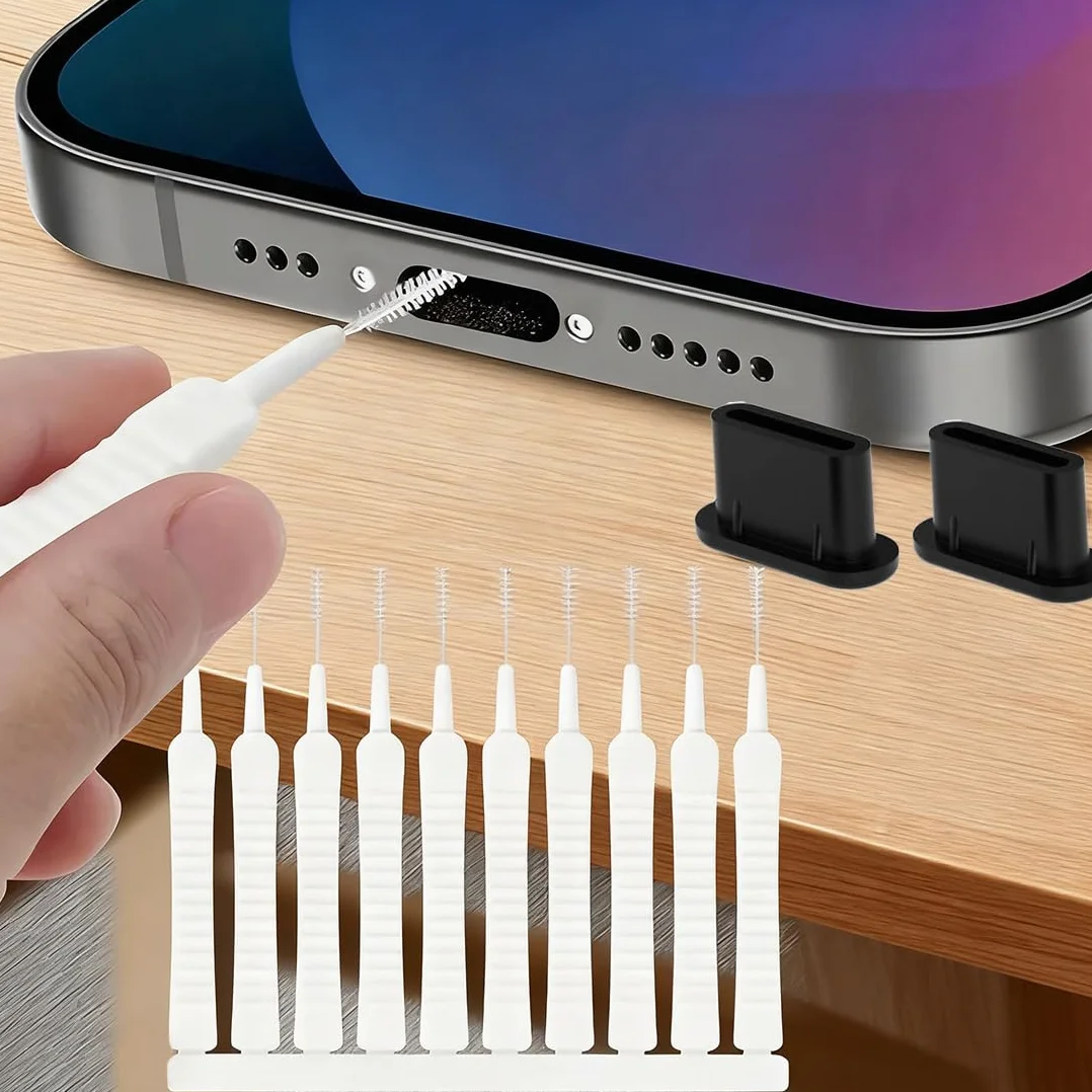 WeddHuis 1 zestaw do czyszczenia smartfonów USB C Szczotki do czyszczenia telefonu, uchwyt przeciwpyłowy do złącza, głośnika i mikrofonu