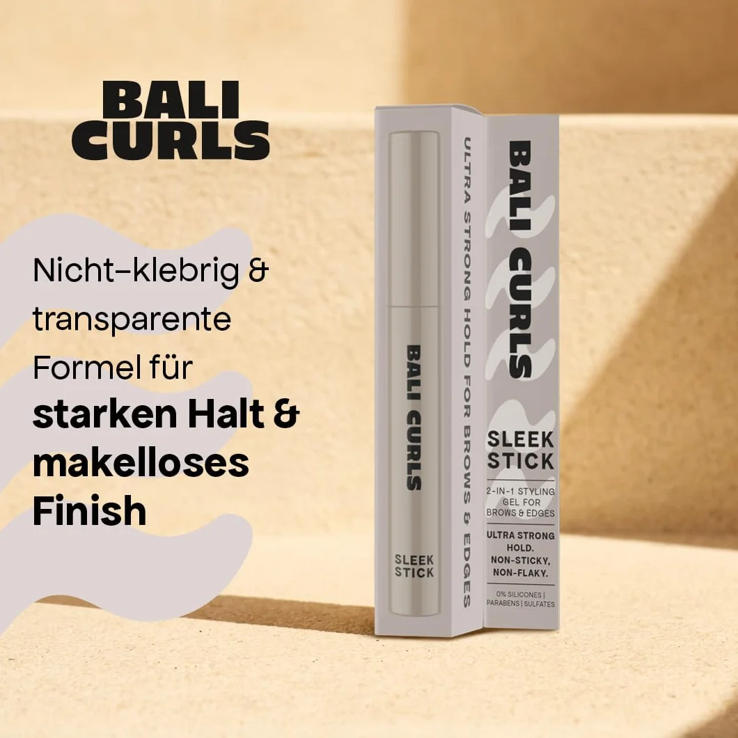 Bali Curls Sleek Stick – sztyft do brwi z mocnym trzymaniem – przezroczysty wosk do stylizacji brwi i krawędzi – nadaje się do stosowania metodą wegańską i kręconą – 15 ml