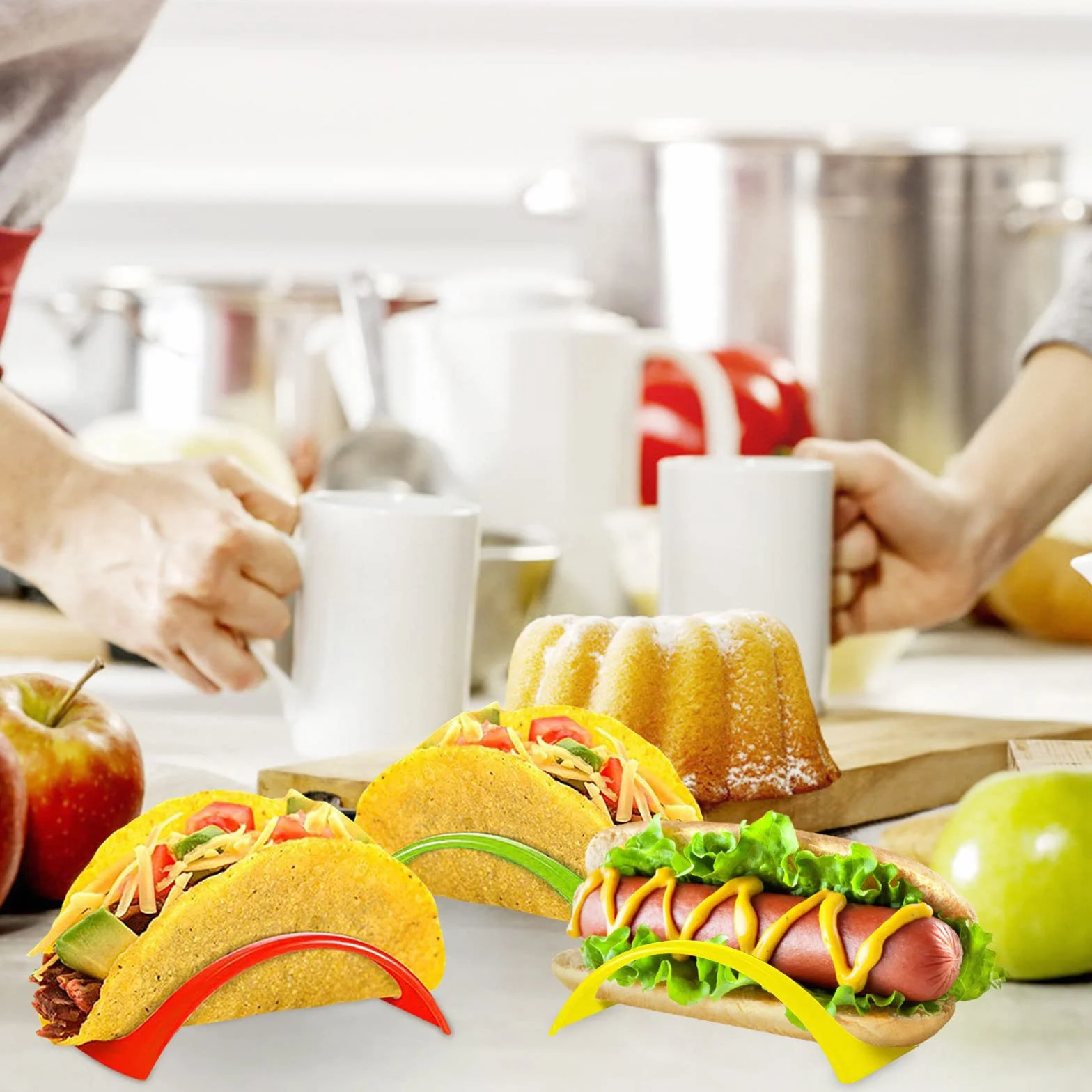 Zestaw 12 uchwytów taco z tworzywa ABS do gotowania i przechowywania
