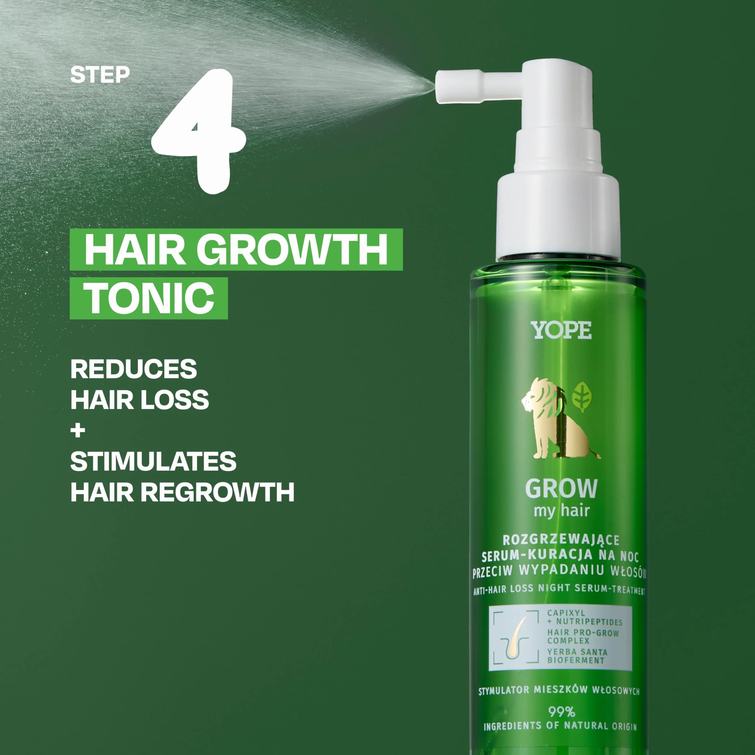 YOPE GROW Hair Serum Przeciw Wypadaniu Włosów Na Noc 110 ml Naturalna Wegańska