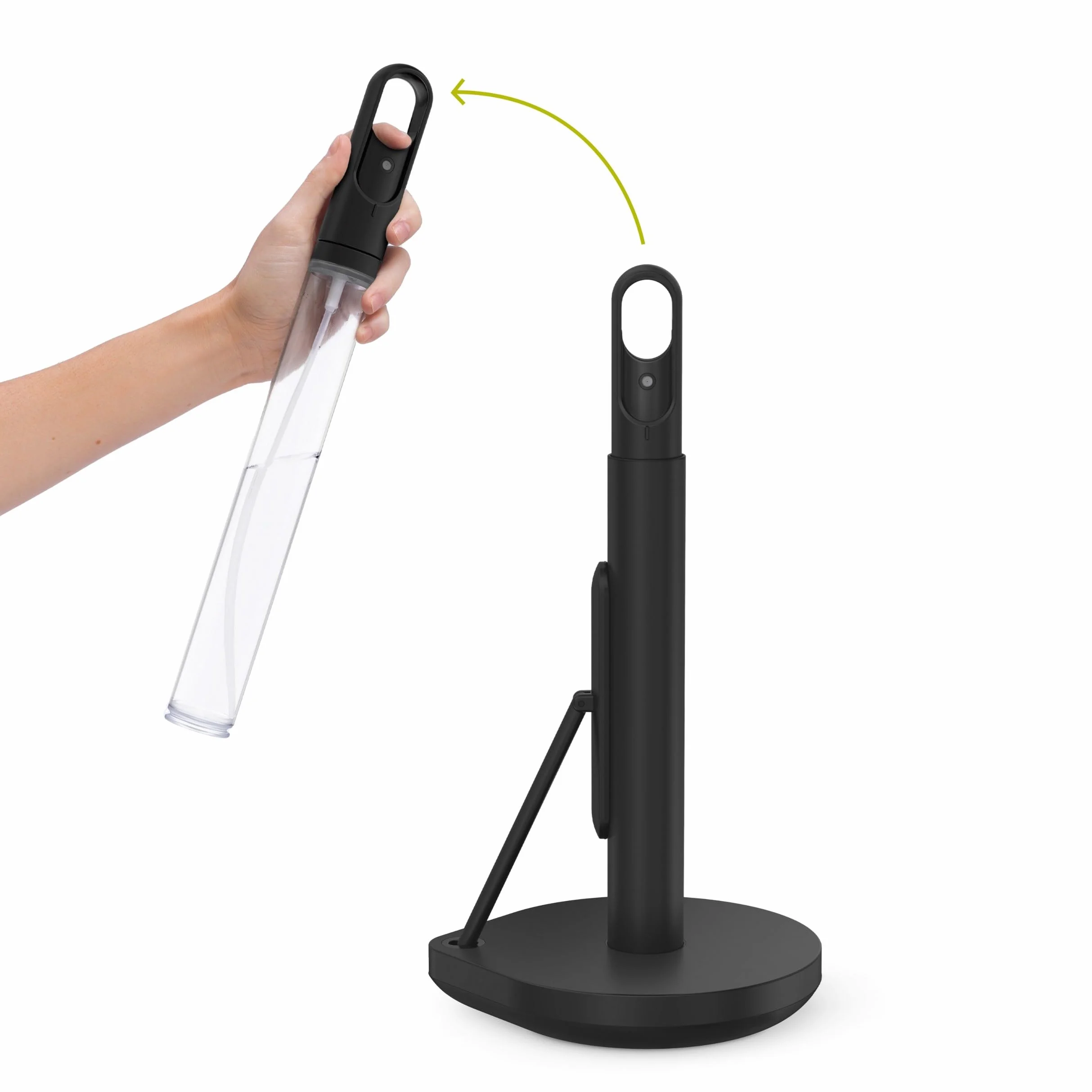 Simplehuman Standing Paper Towel Holder with Spray Pump, Black Stainless Steel