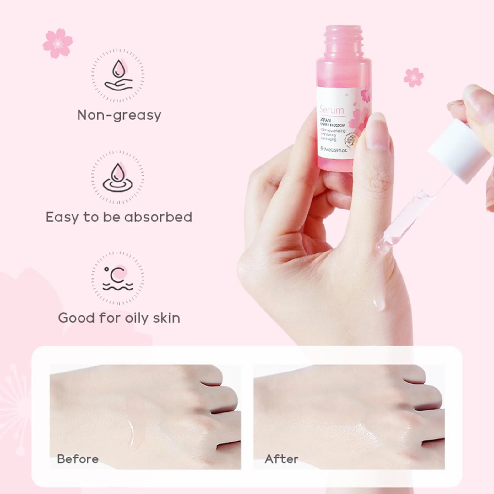 Zestaw do pielęgnacji twarzy dla dziewcząt i kobiet, przeciwzmarszczkowy zestaw do pielęgnacji twarzy, nawilżający zestaw Sakura Skincare z serum, kremem, maseczką, płynem oczyszczającym, tonerem
