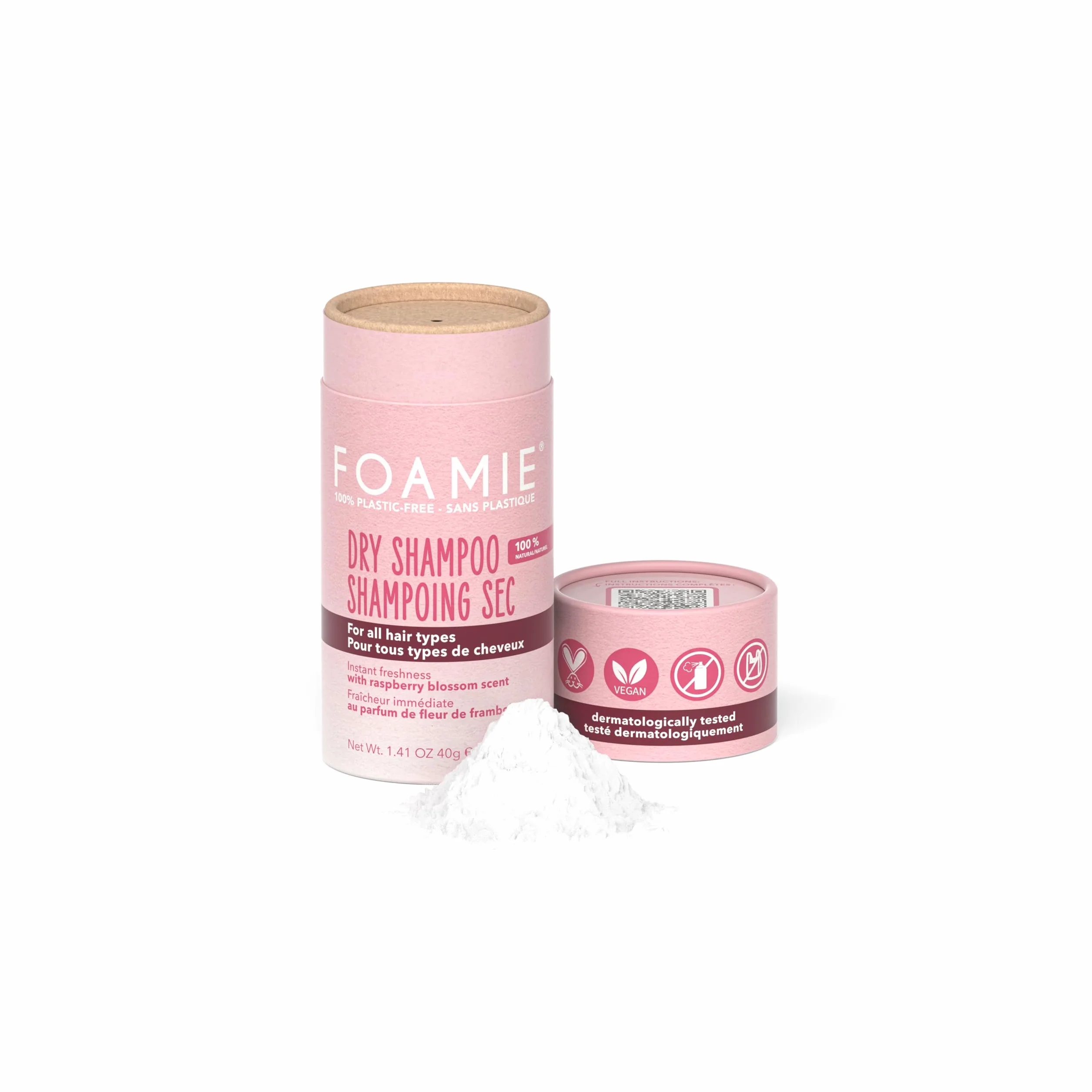 Foamie Berry Fresh suchy szampon w proszku, włosy tłuste i wszelkiego rodzaju, natychmiastowa świeżość i objętość, wegański, 0% plastik, bez pozostałości, dla kobiet, 40 g