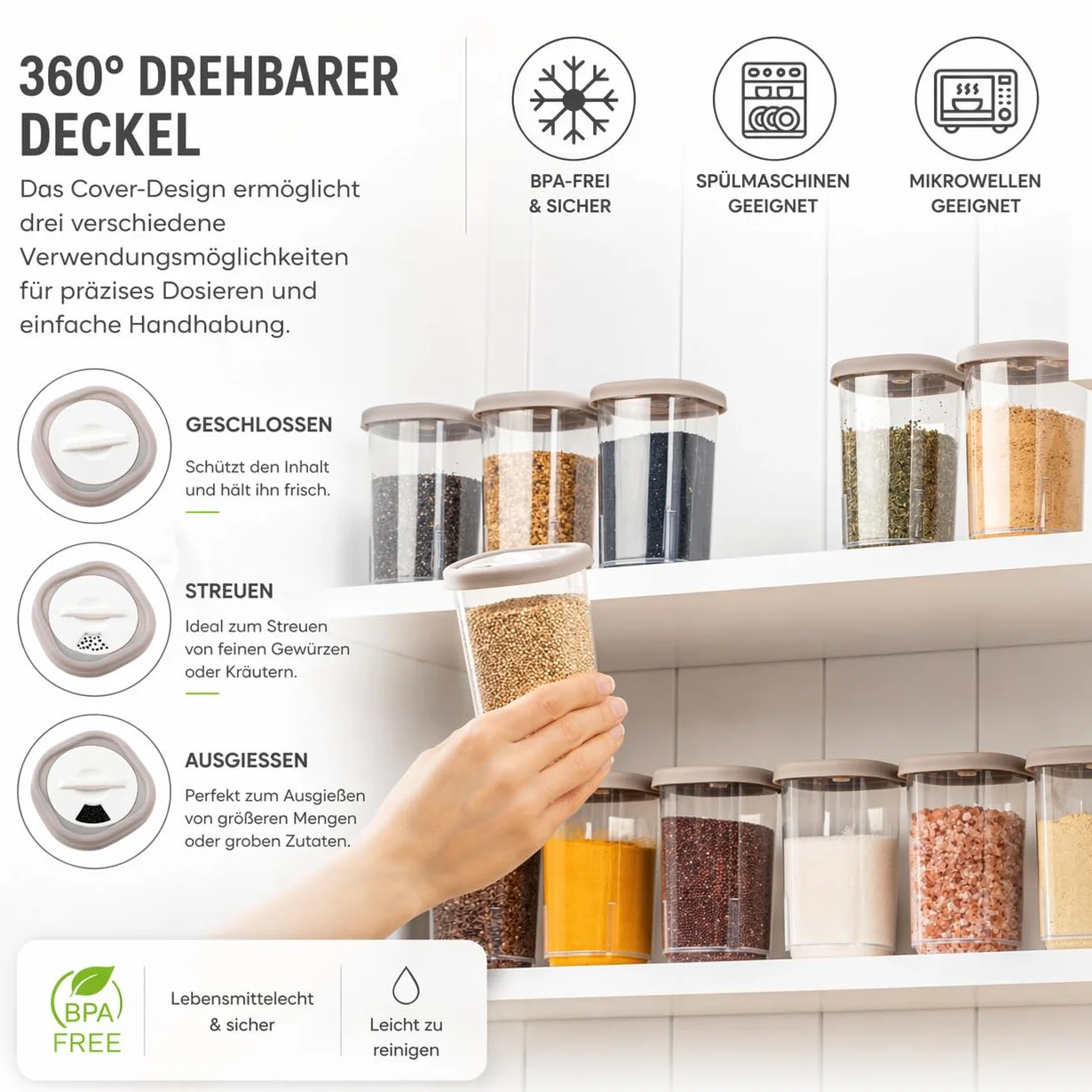 Zestaw 12 plastikowych pudełek na przyprawy, przezroczyste słoiki, BPA free, do kuchni i kempingu