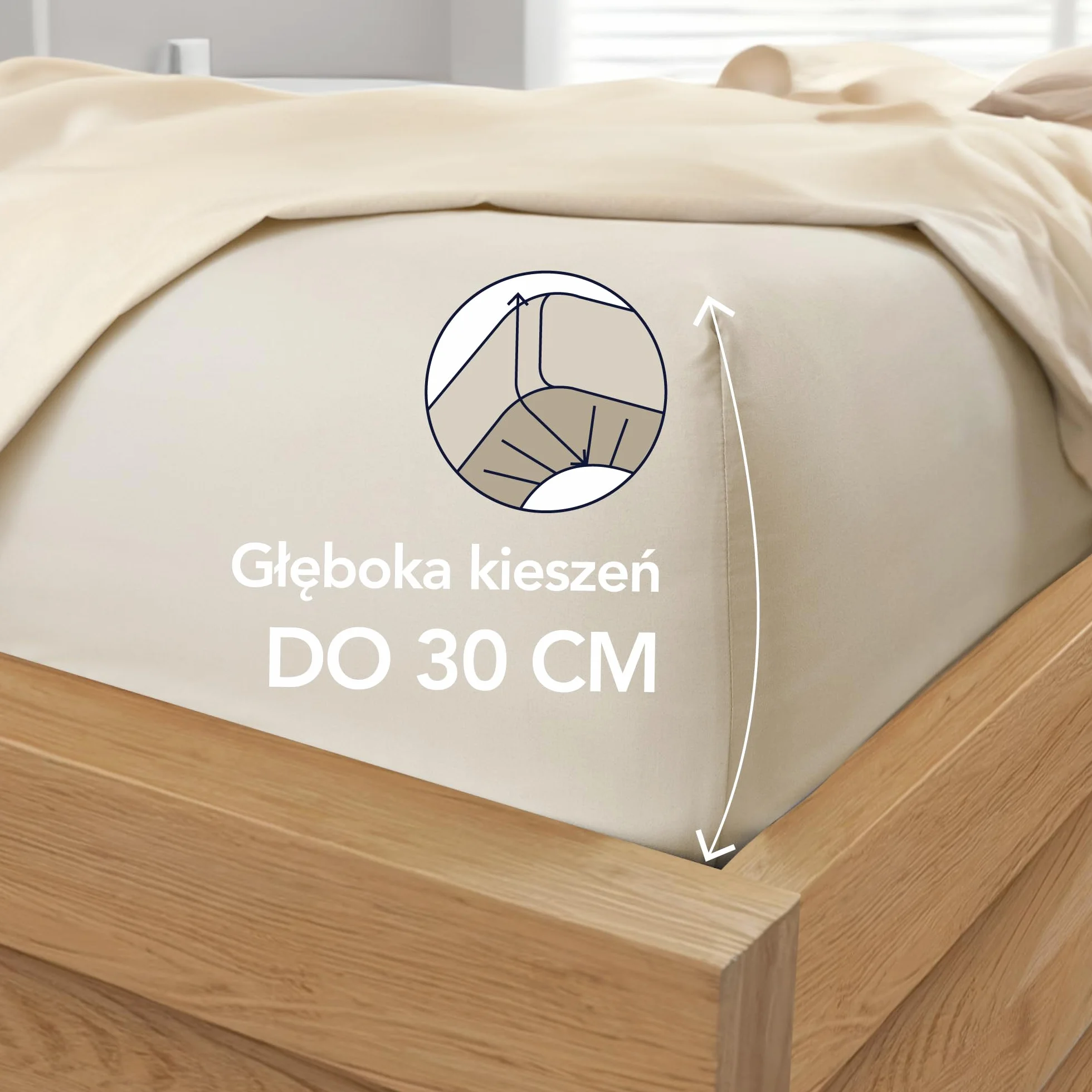 Dreamzie Prześcieradło z Gumką 180 x 200 cm Mikrofibra Wysokość Kieszeni 35 cm Oeko-Tex Beżowy