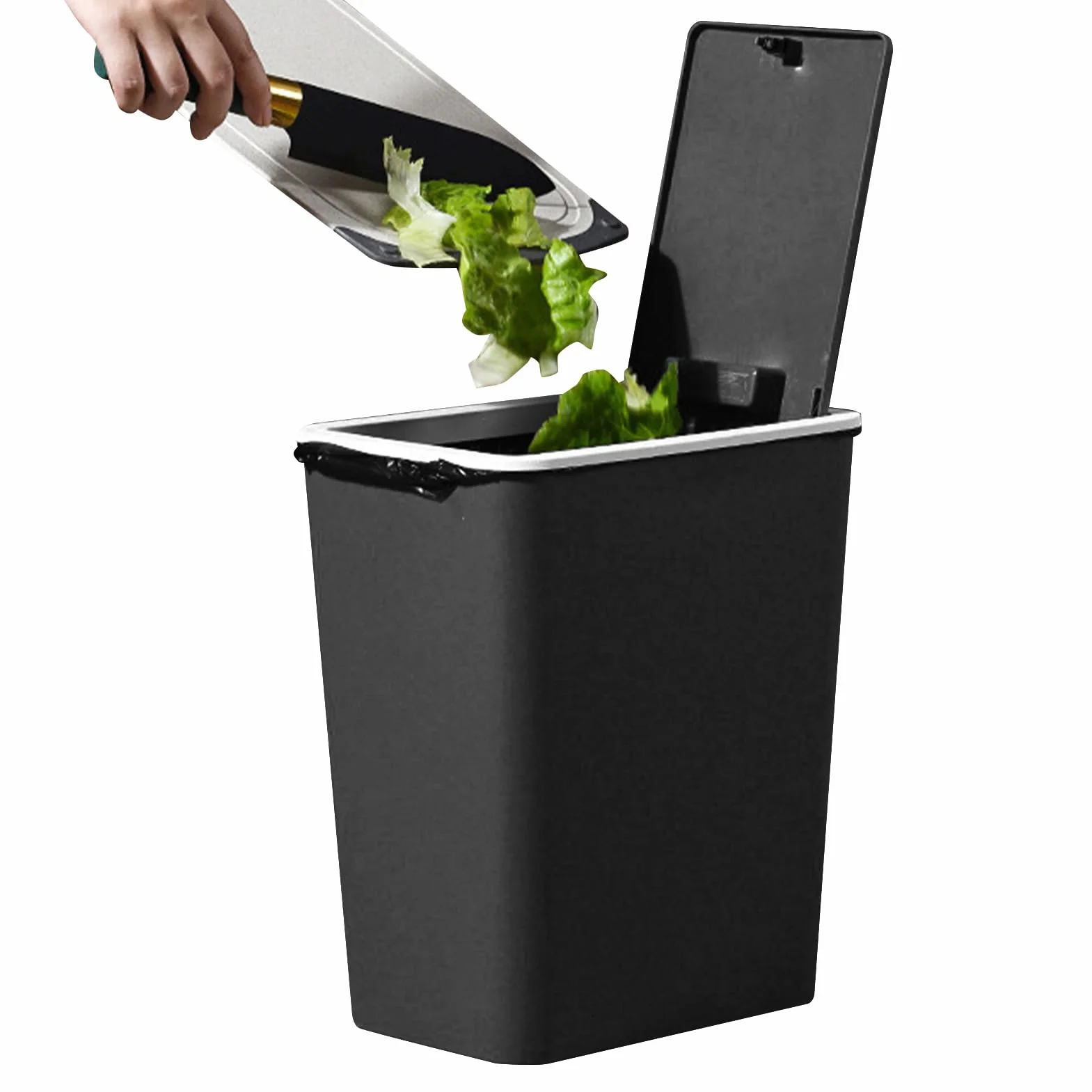Kosz na śmieci z pokrywą 13 l pojemnik do recyklingu z prasą górną