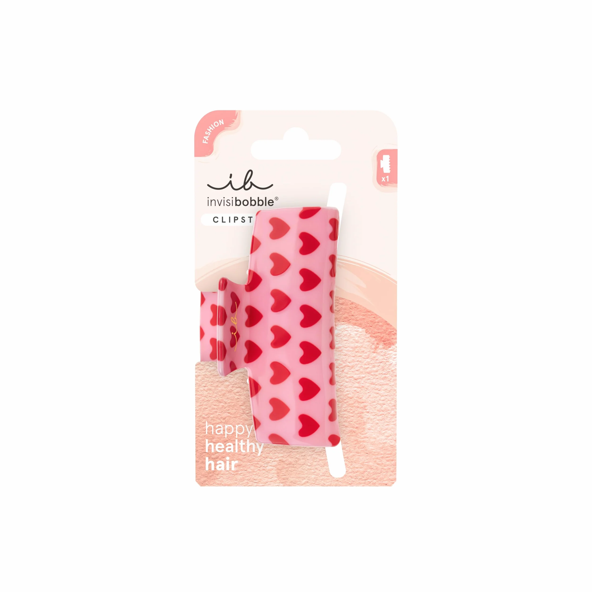 invisibobble CLIPSTAR M Love is in the Hair (1 sztuka) – spinka do włosów z motywem serca dla kobiet, dzieci i dziewcząt – średni rozmiar dla cienkich włosów – zestaw spinek do włosów dla