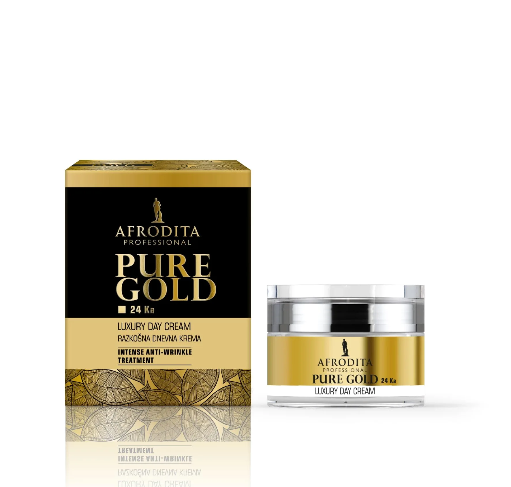 Afrodita Professional Pure Gold 24 Ka luksusowy krem na dzień l 50 ml l wydajna formuła przeciwstarzeniowa z cząsteczkami czystego 24-karatowego złota