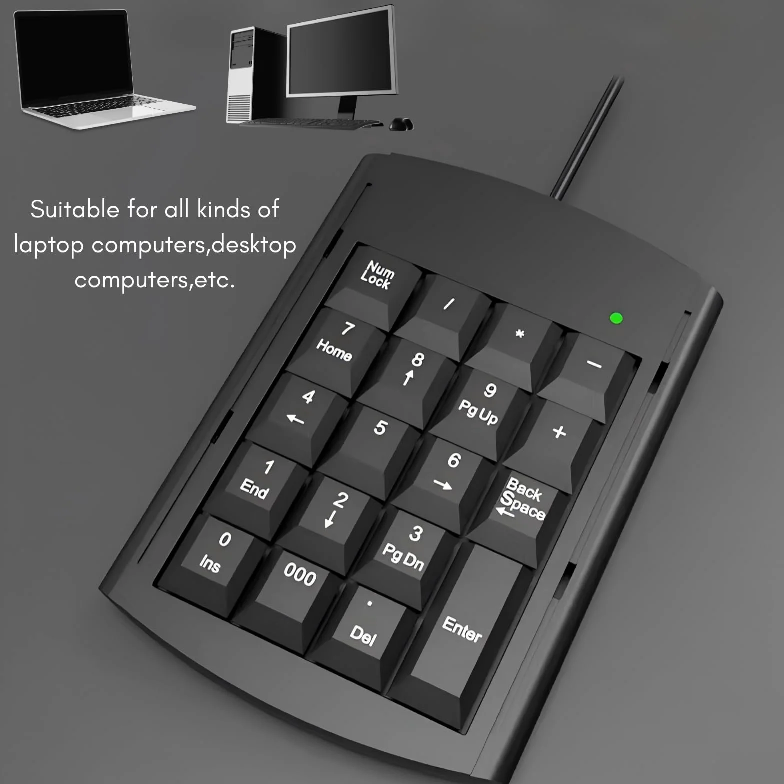 Klawiatura Numeryczna USB, Przenośna 19 Klawisz Number Pad Mini USB Numpad Numpad Keypad dla Laptopa Komputerowy Notebook Komputerowy