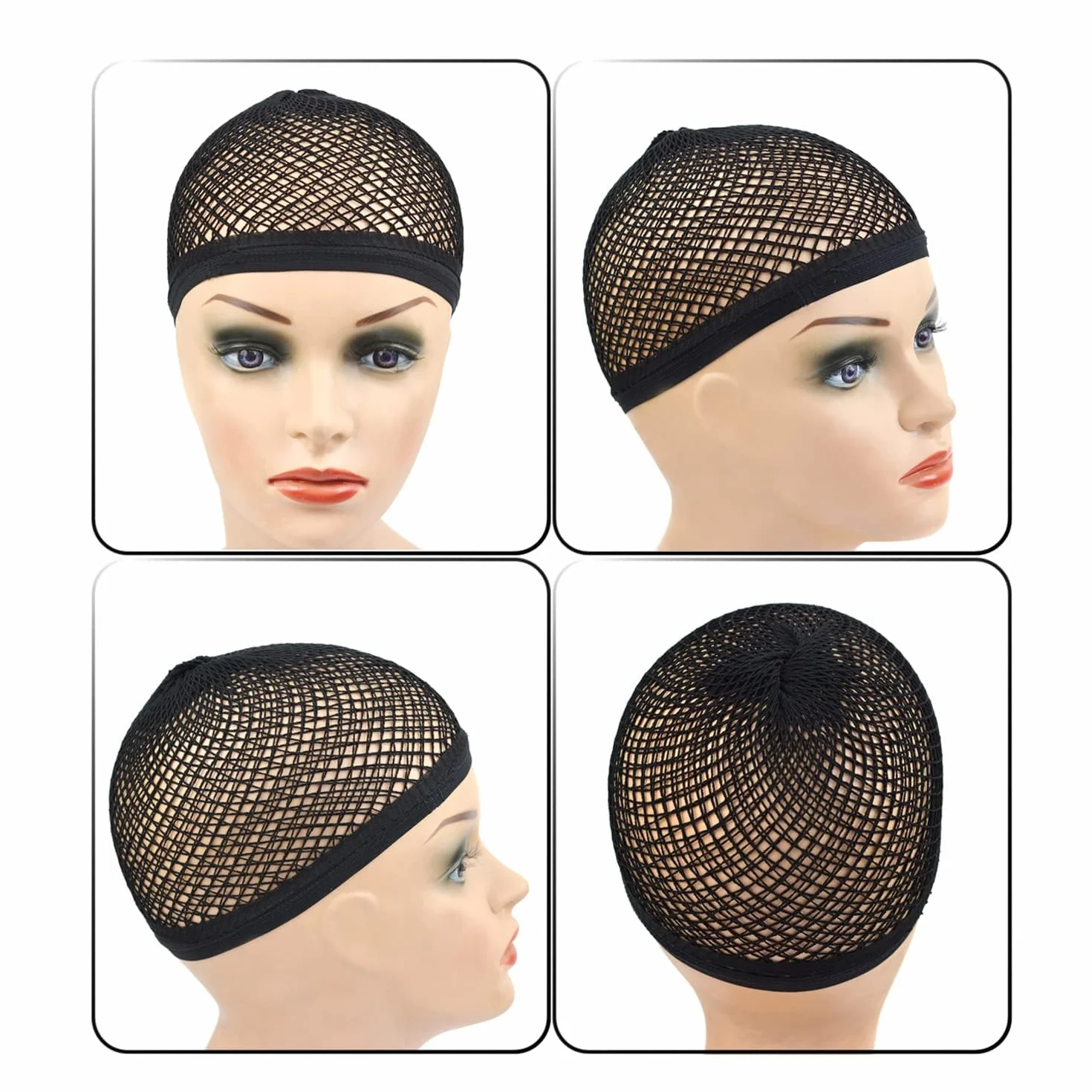 2 Sztuk Siatkowa Czapka Peruka Wig Cap Peruka z Siatki Włosów Siatka na Perukę Czepek na Peruki (Czarna L)