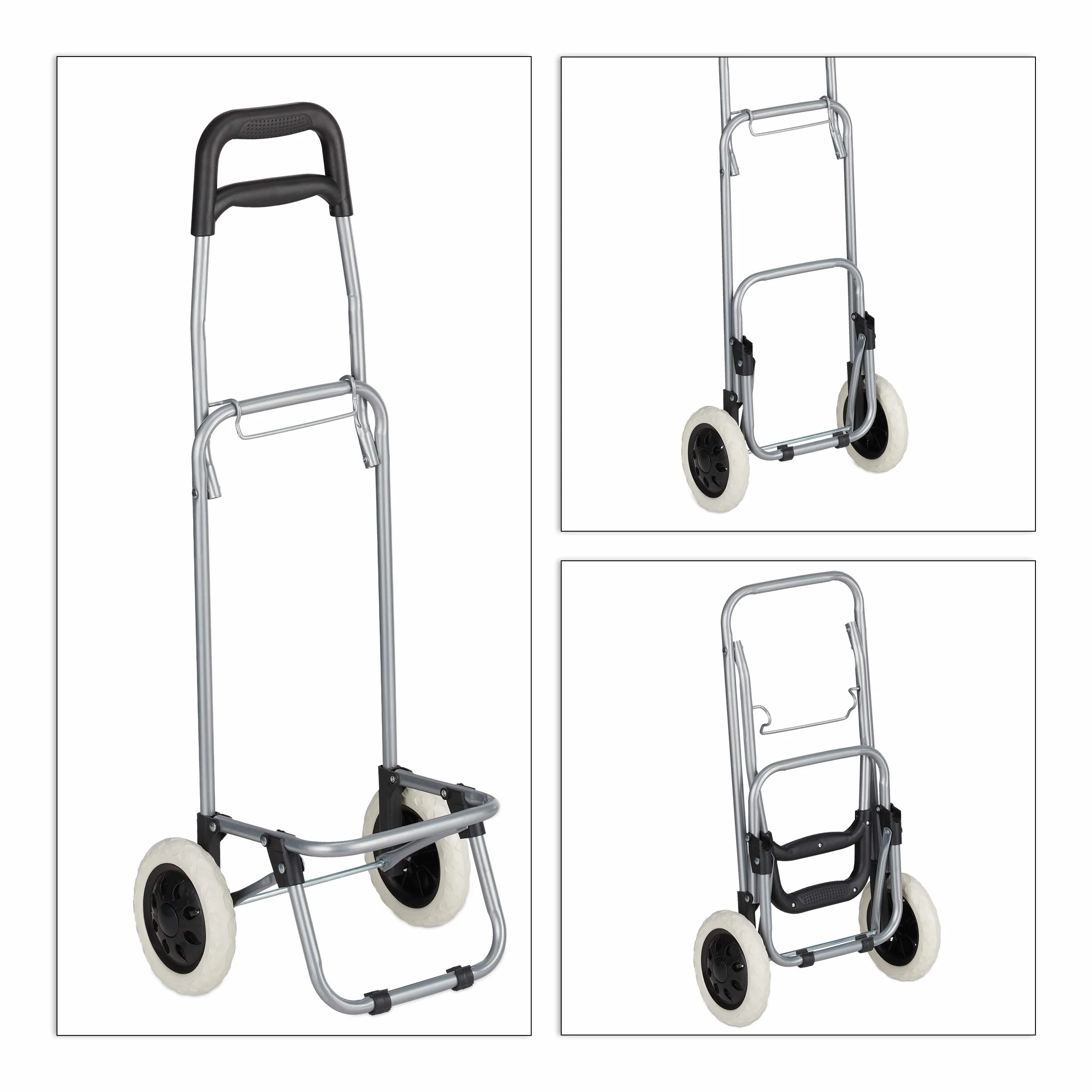 Relaxdays Wózek na zakupy, składany, 25 l, torba na zakupy z kółkami, obciążenie do 10 kg, wys. x szer. x gł.: 91 x 40 x 30 cm, szary, 1 sztuka