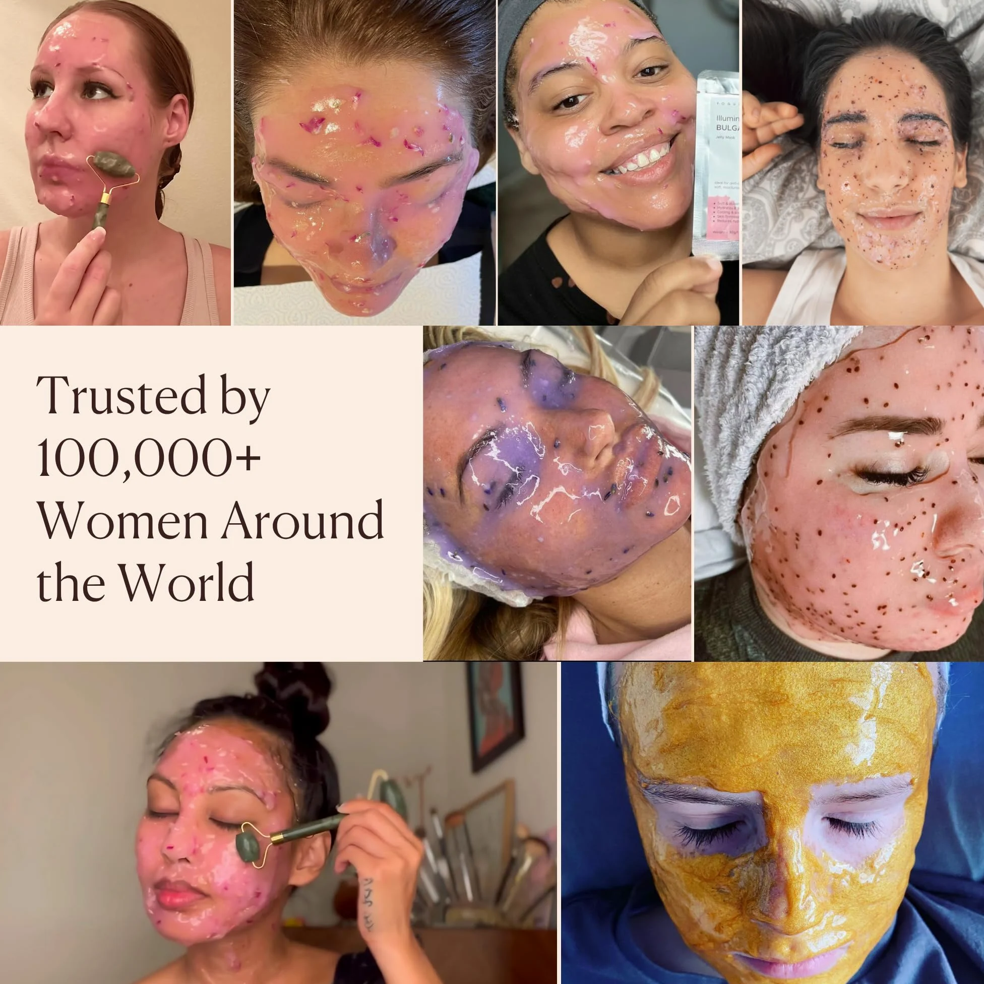 VogueNow Jelly Face Mask - bułgarska maska z galaretką różaną z bezpłatnym wałkiem jadeitowym i szpatułką profesjonalne maski galaretki wajacial galaretka w proszku 23 Fl Oz słoik maska na twarz