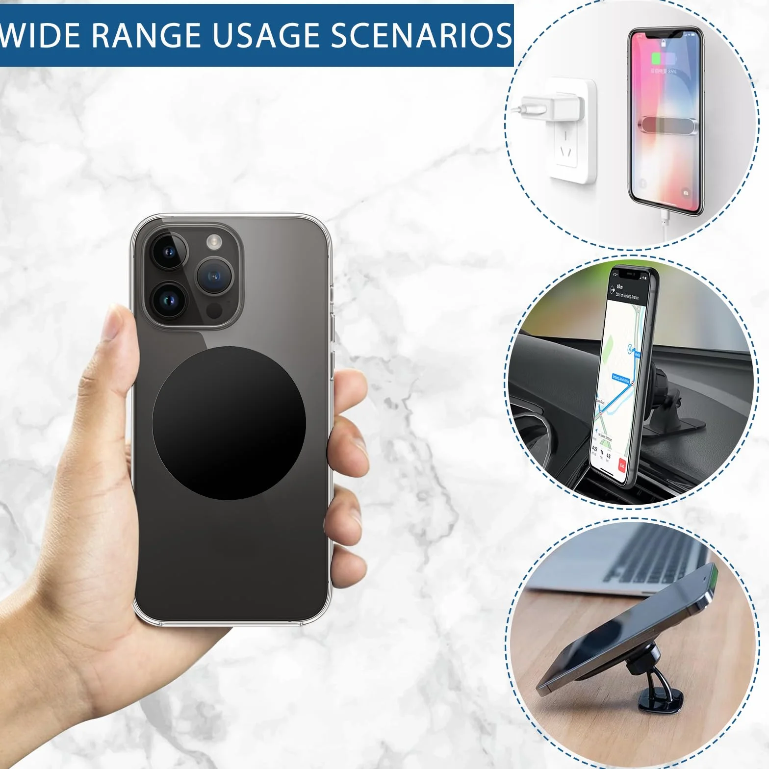 30 sztuk metalowych płytek na magnesy, samoprzylepna płytka metalowa, uchwyt na telefon komórkowy, metalowe płytki, uchwyt na telefon komórkowy, 15 okrągłych i 15 prostokątów, 40 mm, 45 x 65