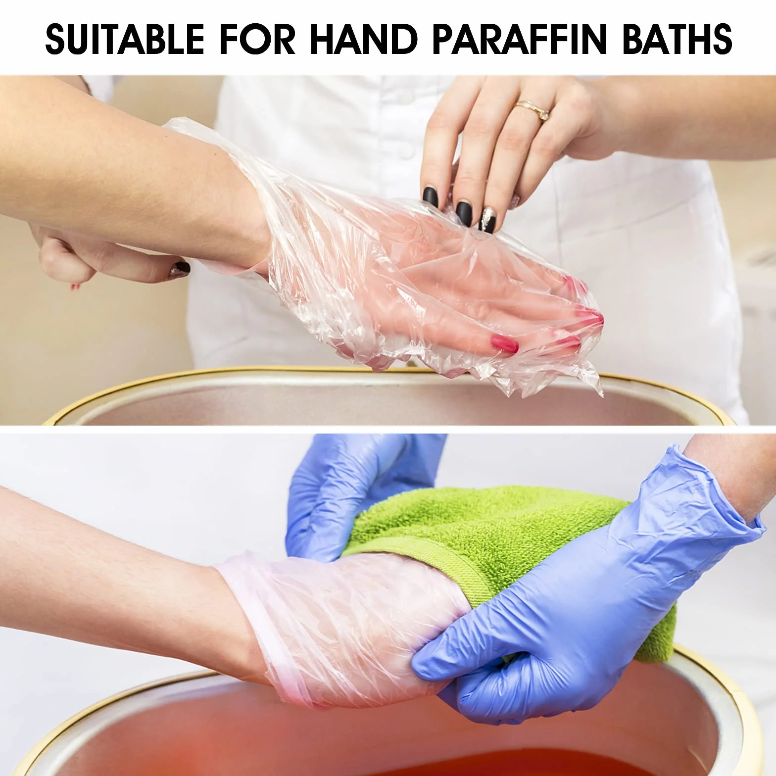 Wkładki do kąpieli z wosku parafinowego do rąk, plastikowe rękawice do kąpieli parafinowych, rękawice termiczne Therabath, osłona dłoni, gorący wosk SPA, do maszyny do wosku parafinowego, terapii