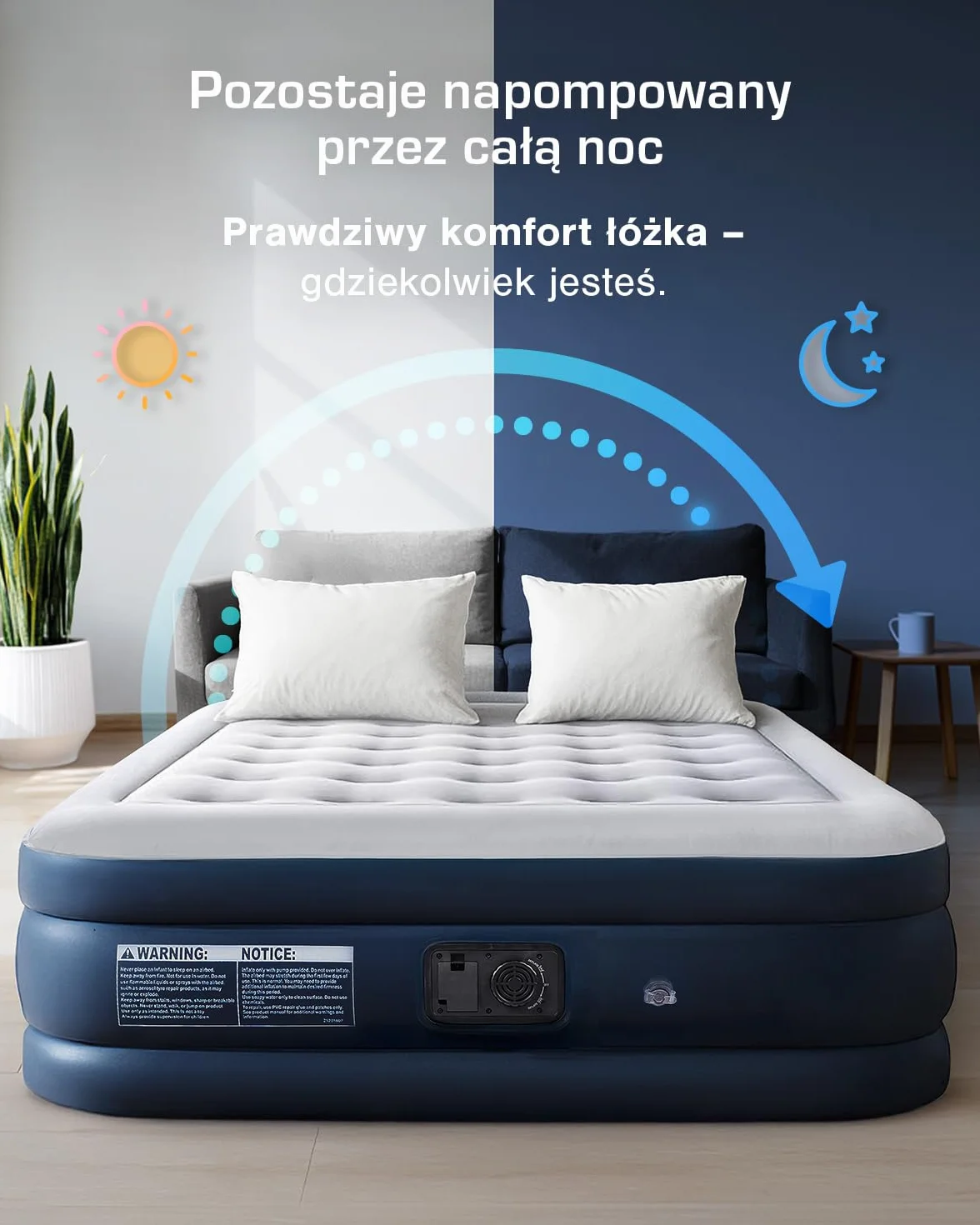 Active Era Materac Samopompujący Podwójny 200x150 cm z Wbudowaną Pompą Powietrza Wodoodporny