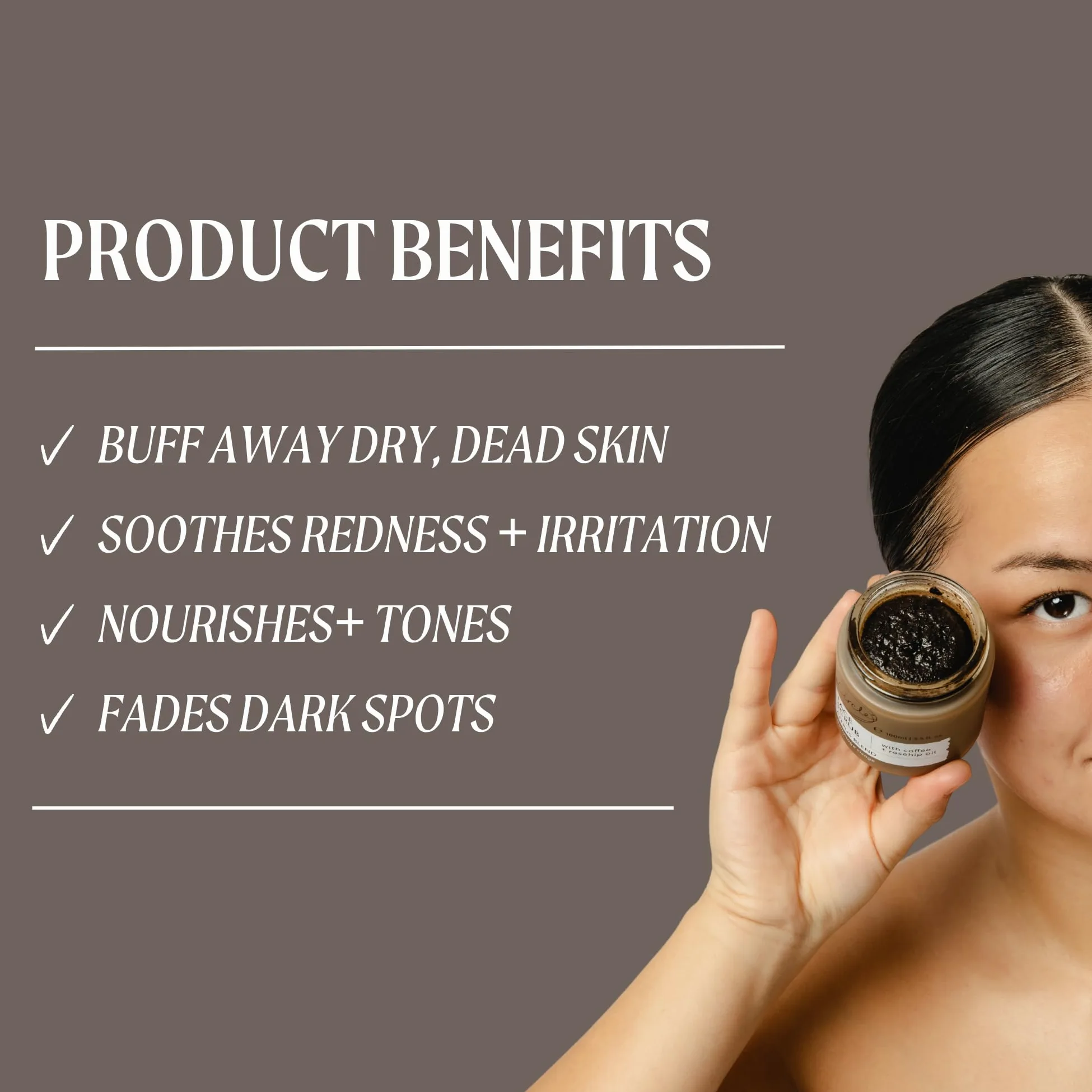 UpCircle Coffee Face Scrub - mieszanka cytrusów do skóry normalnej i suchej 100 ml - masło shea, olej kokosowy + olejek z dzikiej róży - naturalny, wegański peeling do twarzy dla miękkiej, gładkiej