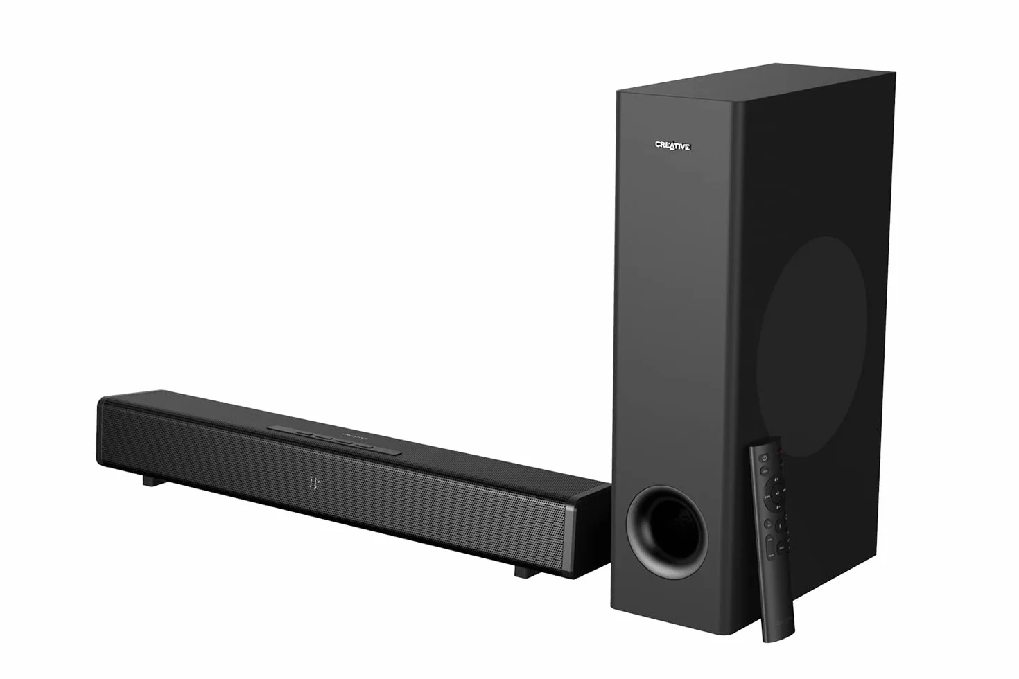 Creative Stage 360 ​​2.1 Soundbar z subwooferem do TV, PC, pulpitu z Dolby Atmos, Surround Sound, HDMI ARC/2.0, Bluetooth, opt. IN, pilot zdalnego sterowania na podczerwień