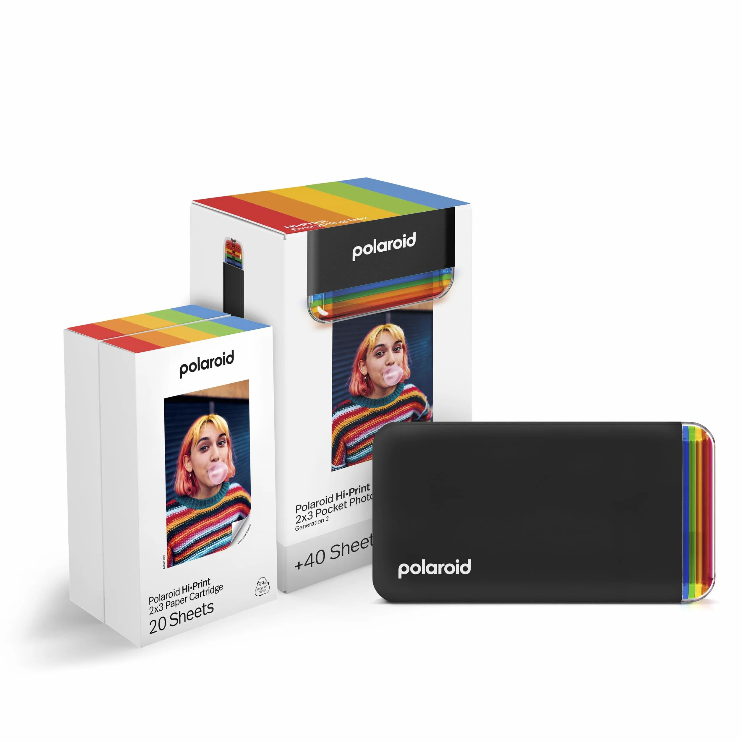 Polaroid Zestaw Hi-Print+Paper - 2. generacji - Podłączona przez Bluetooth 2x3 Kieszonkowa Drukarka fotograficzna, Dye-Sub - Czarny