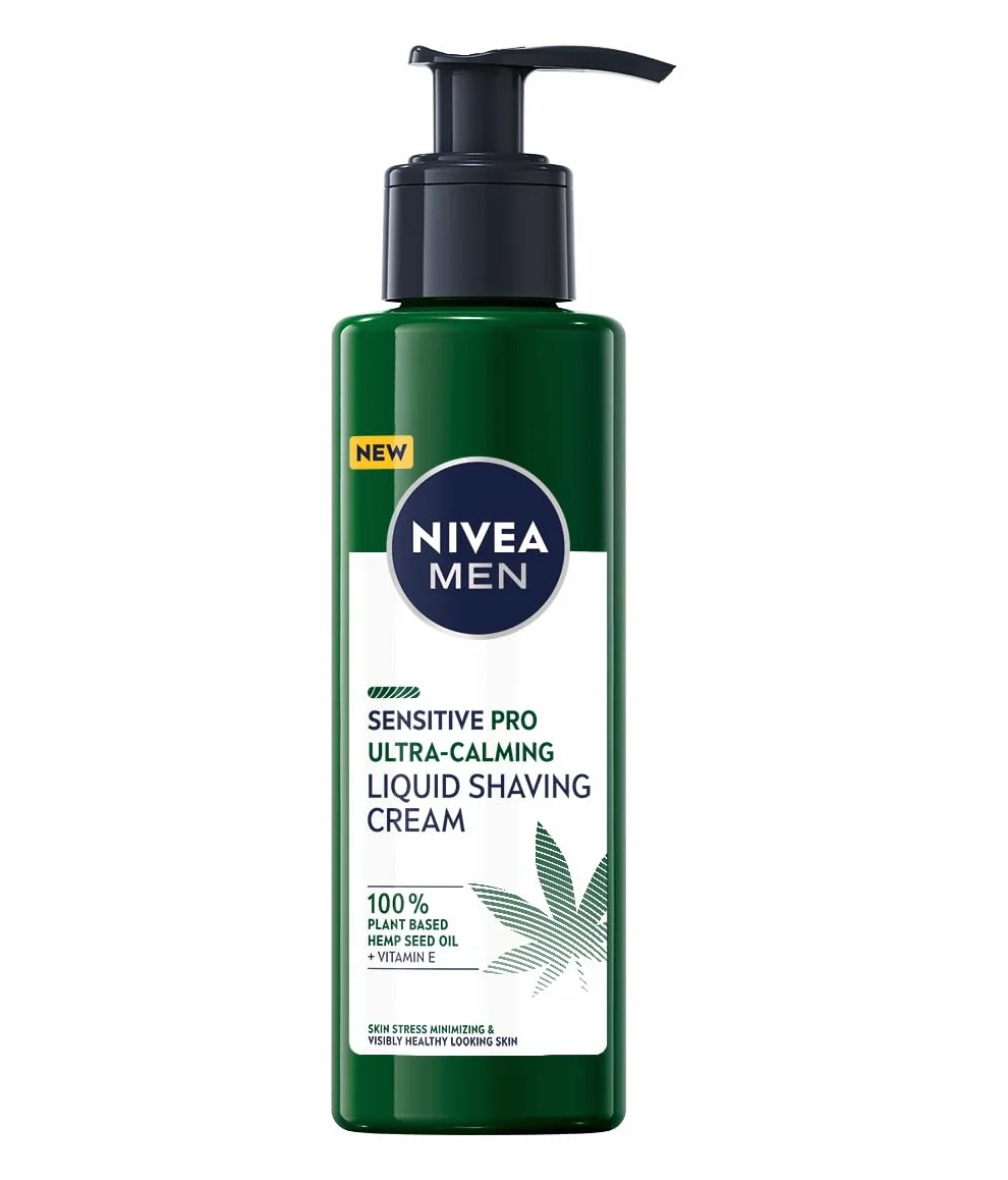 NIVEA MEN Sensitive Pro Łagodzący płynny krem do golenia dla mężczyzn z olejem z nasion konopi i witaminą E, 200 ml