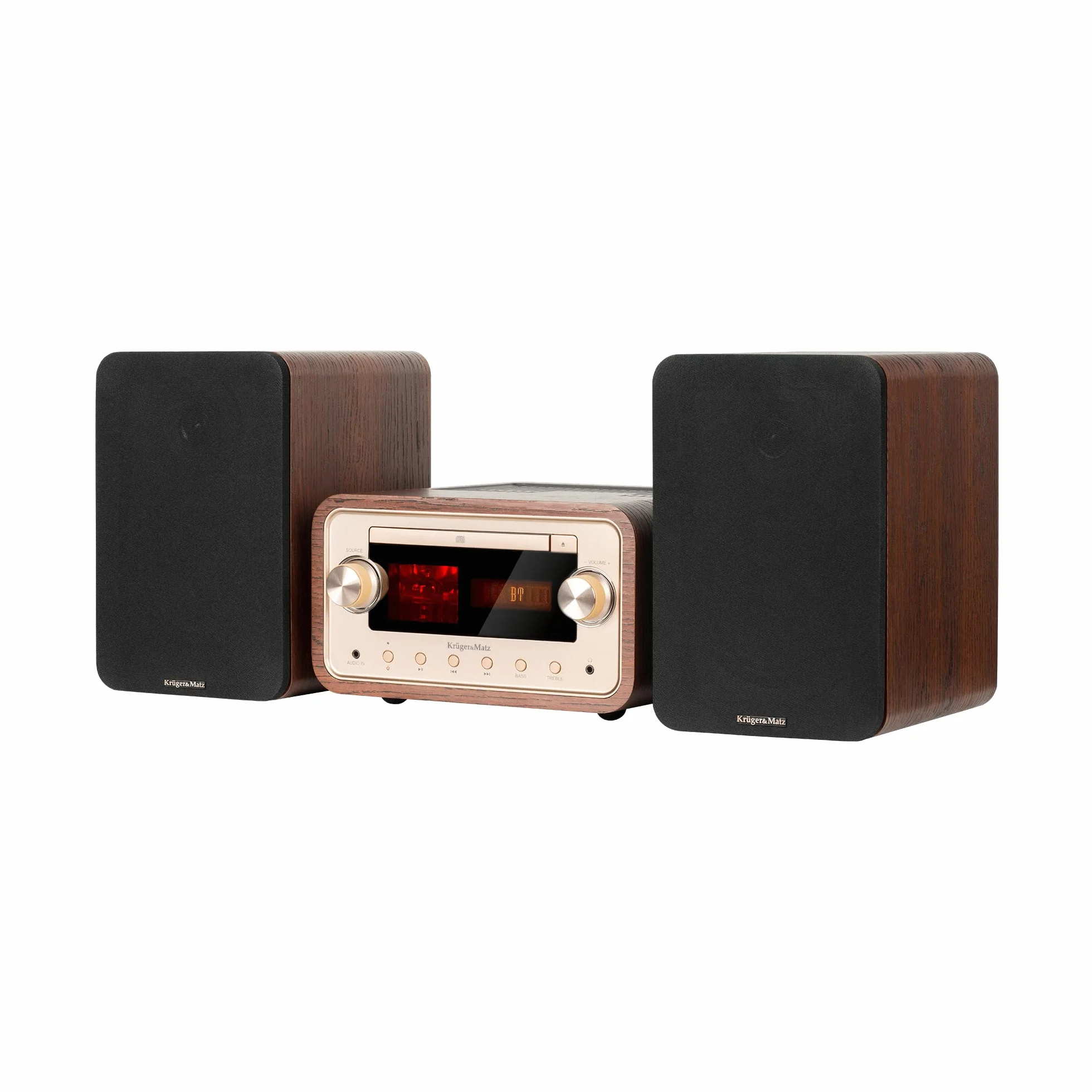 Krüger&Matz Wieża Lampowa 2x30W KM1961 CD, USB, Bluetooth + NFC, radio cyfrowe DAB+, FM, Brązowy