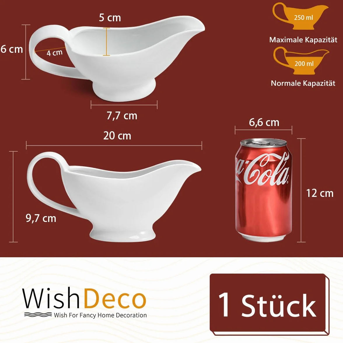 WishDeco Ceramiczna sosjerka porcelana 20 ml