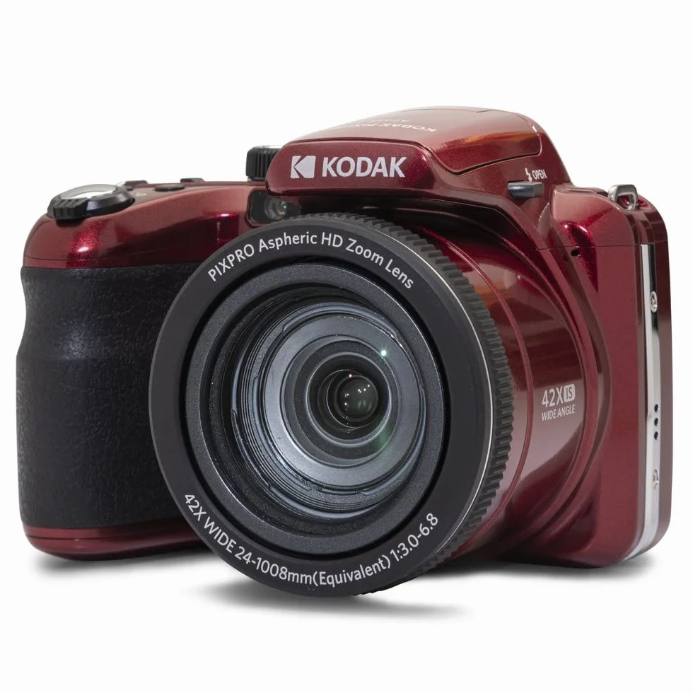 KODAK Pixpro Astro Zoom AZ425 mostek do aparatu cyfrowego, 42 x zoom optyczny, szeroki kąt 24 mm, 20 megapikseli, LCD 3, Full HD 1080p, akumulator litowo-jonowy, czerwony