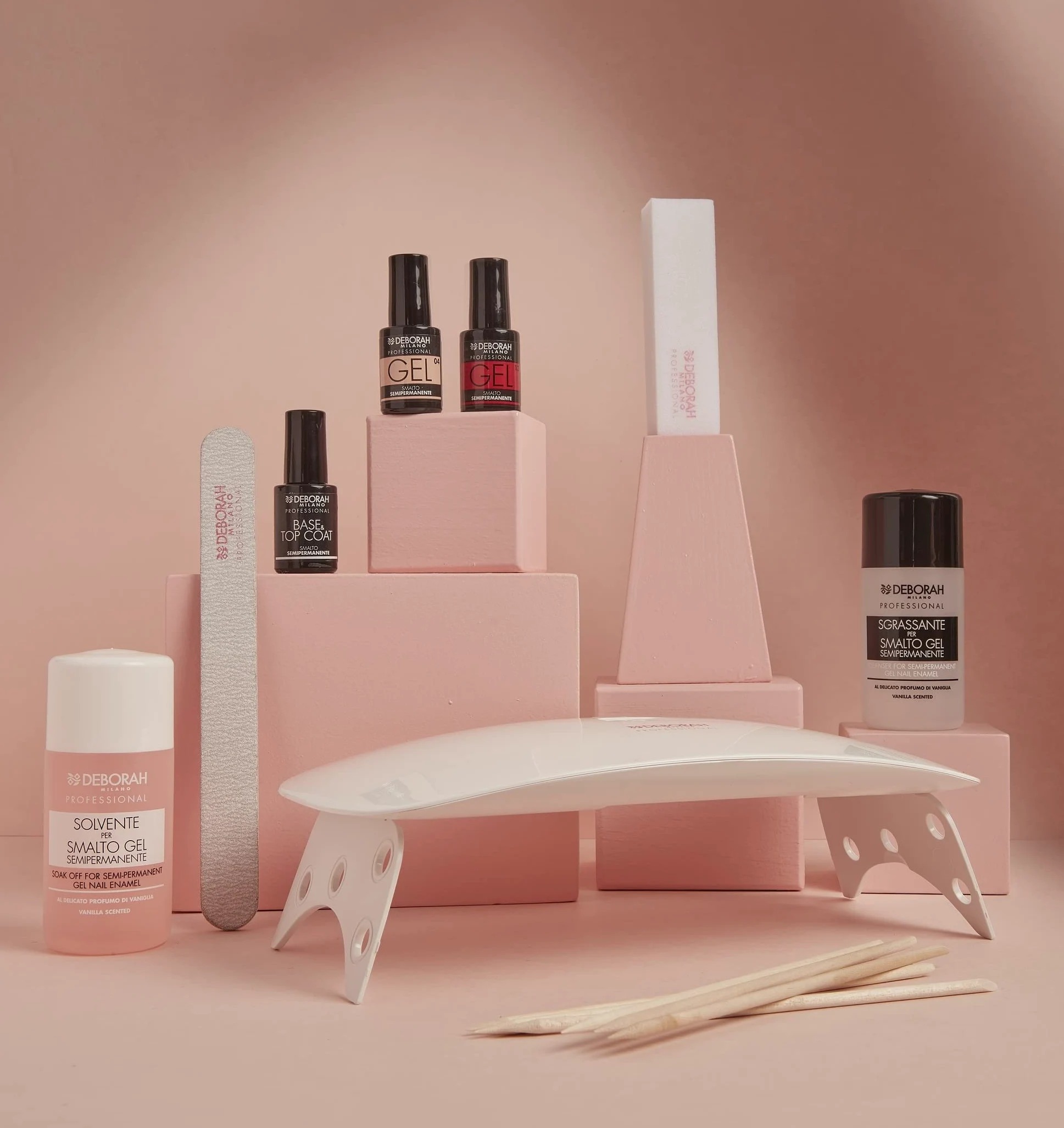 Deborah Milano Professional zestaw półtrwałych paznokci, do manicure, z półtrwałym lakierem żelowym, dla profesjonalnego rezultatu dla domu, darowizn lśniące paznokcie i wzmocnione długo Lasting