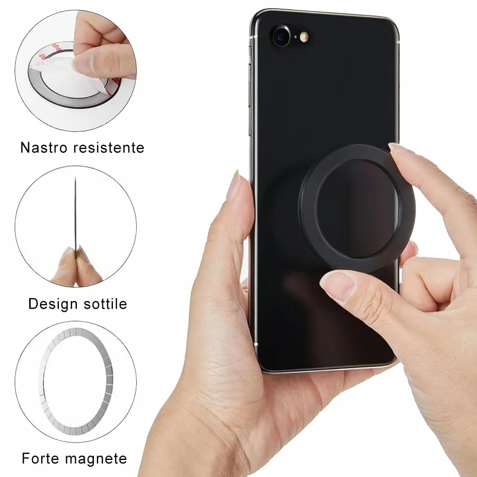 3 szt. metalowych naklejek na telefon komórkowy, kompatybilny z bezprzewodową ładowarką do iPhone'a/Samsung/Androida, metalowe pierścienie