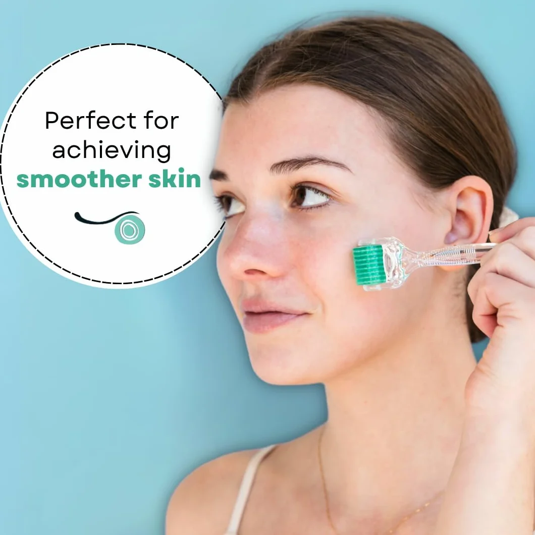 Derma Roller do włosów i skóry, tytanowe mikroigły 0,30 mm, na wypadanie włosów, blizny potrądzikowe i ciemne plamy, 192 prawdziwe pojedyncze igły z bezpłatnym etui do przechowywania dla