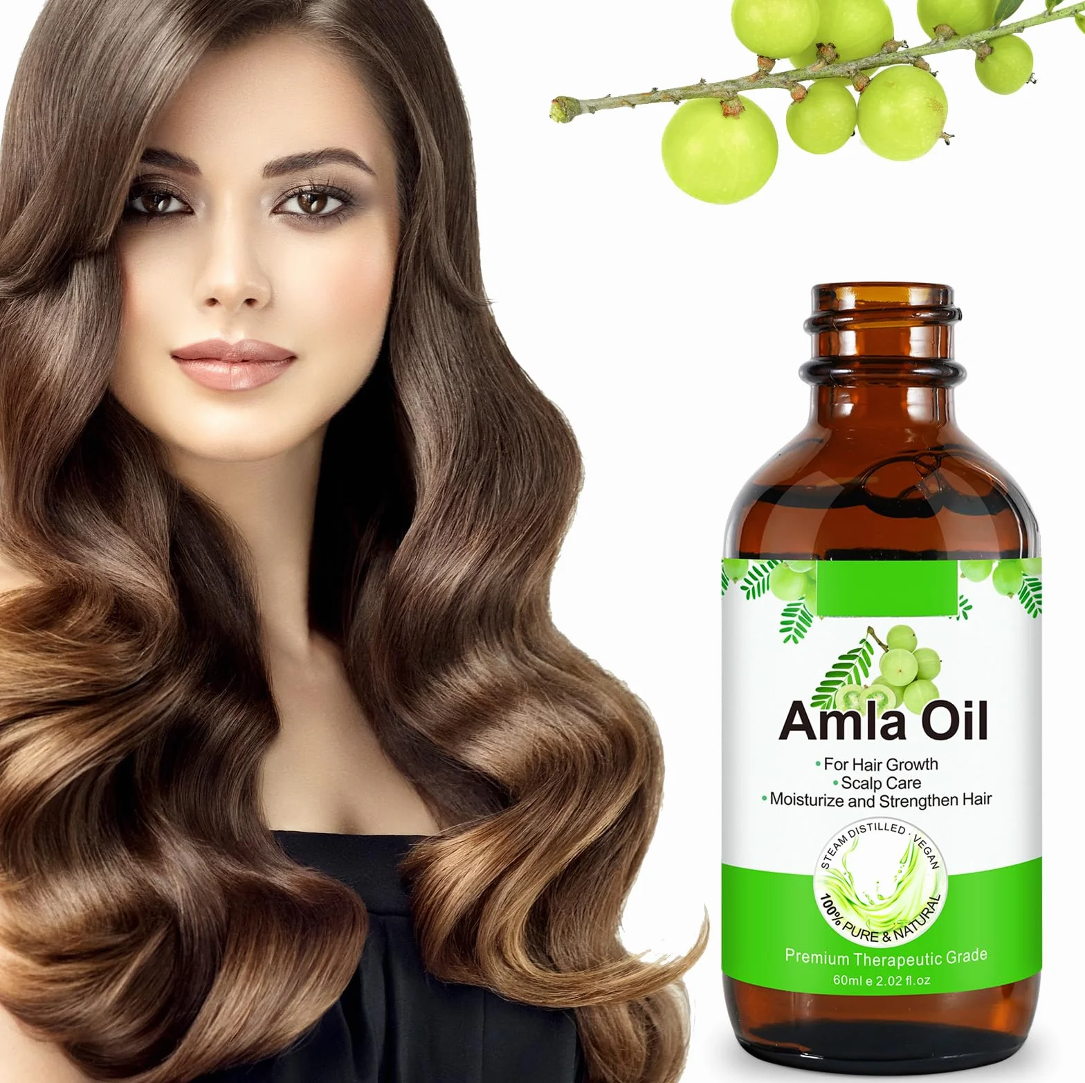 Amla olejek do włosów 60 ml, tłoczony na zimno, zapobiega wypadaniu włosów, stymuluje wzrost