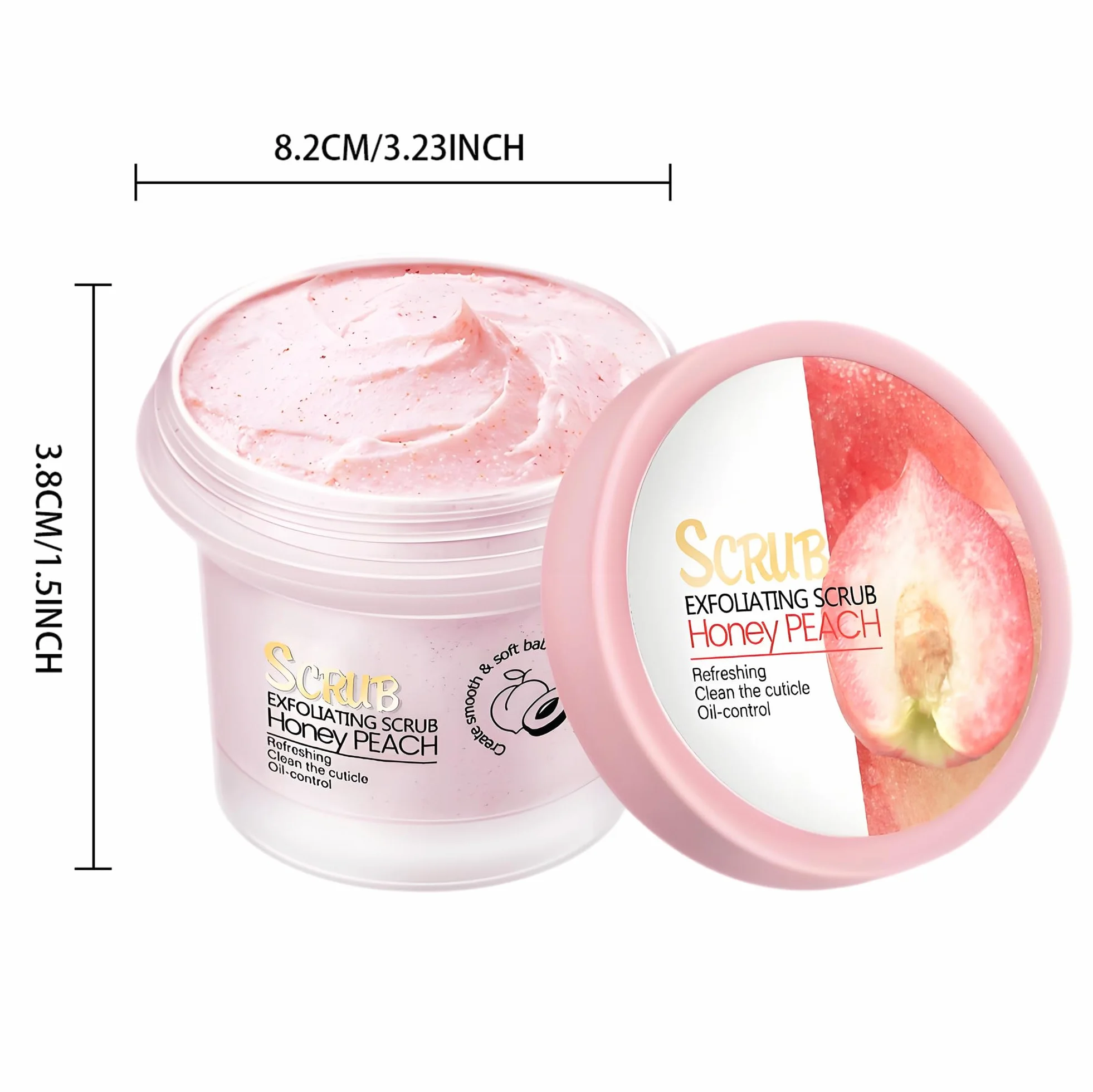 Peach Body Scrub Cream, 100 g, peeling do ciała brzoskwiniowy, gładki i ciasny, głębokie oczyszczanie, zwiększa przemianę materii i redukuje tłuszcz, naturalny peeling do ciała dla wszystkich rodzajów