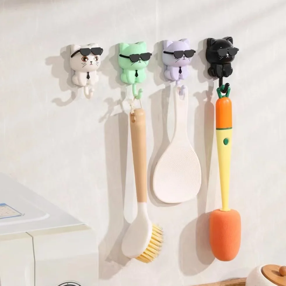 Cartoon Cat Key Holder samoprzylepny haczyk na płaszcz