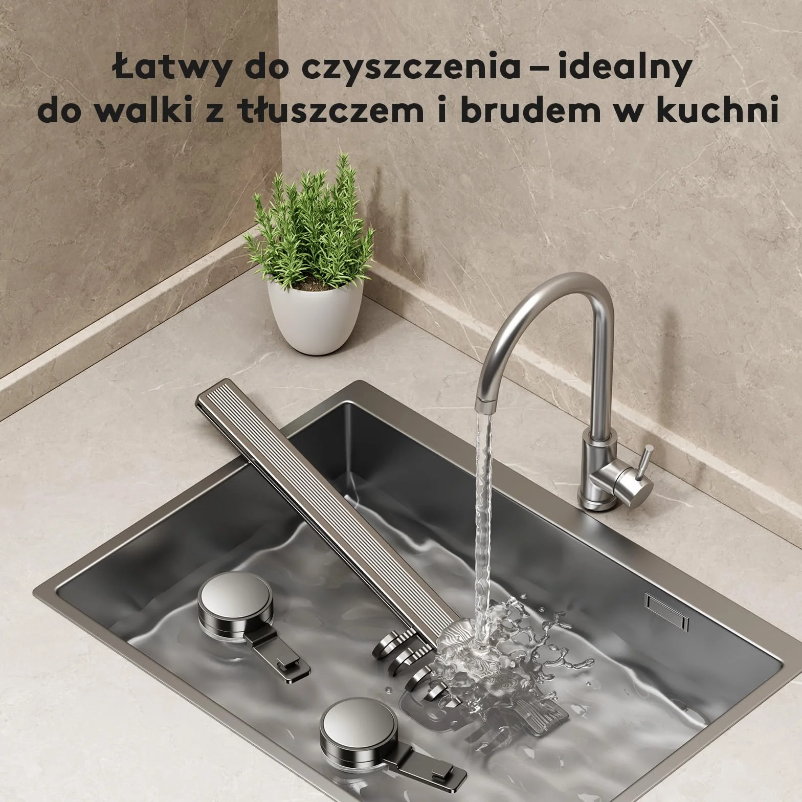 Listwa hakowa do kuchni bez wiercenia z przyssawką | 8 haków, długość 40 cm, nośność 20 kg, montaż w 1 minutę | Demontowalna nierdzewna listwa hakowa do przyborów kuchennych