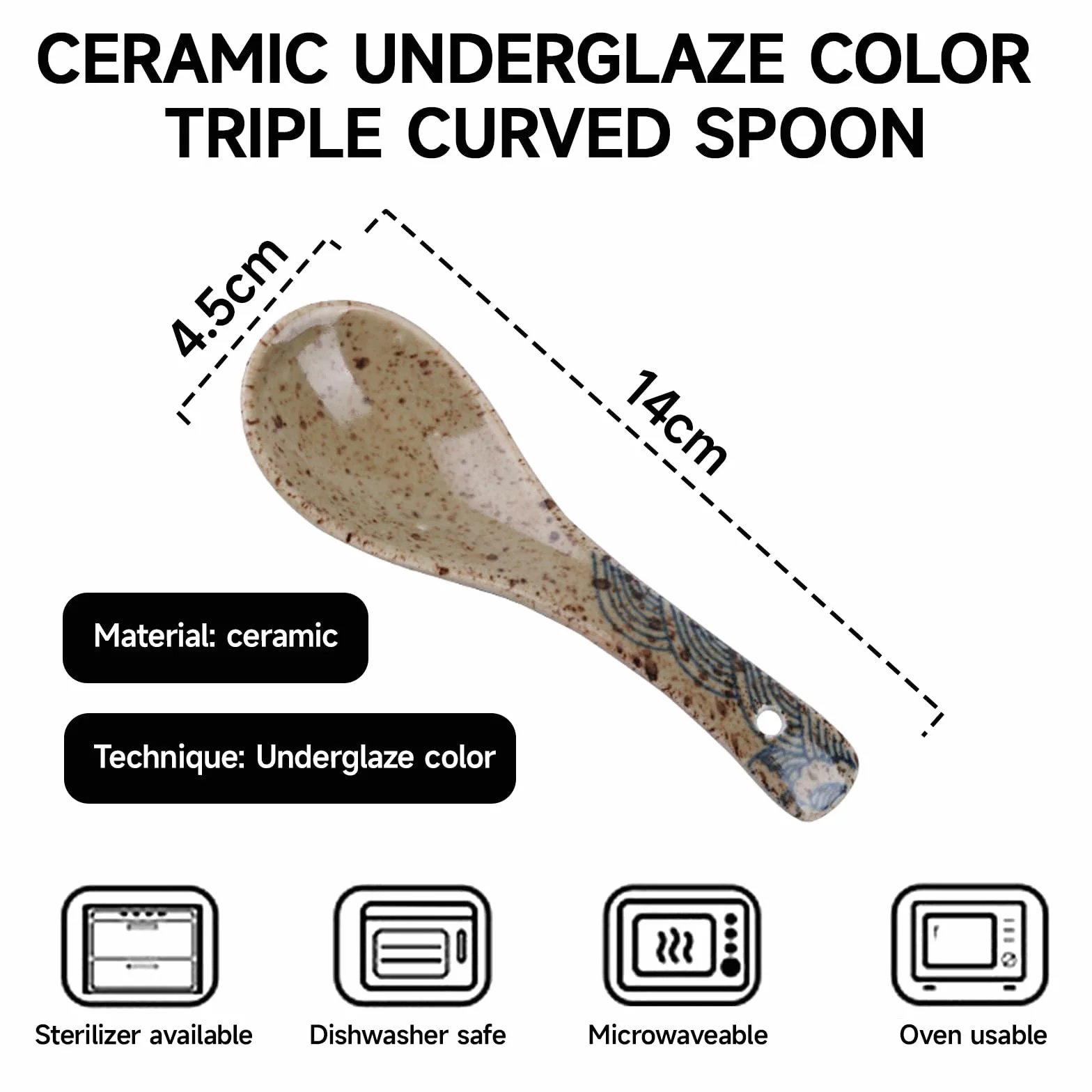 Azjatycka Ceramiczna Łyżka Do Zupy 6 Sztuk