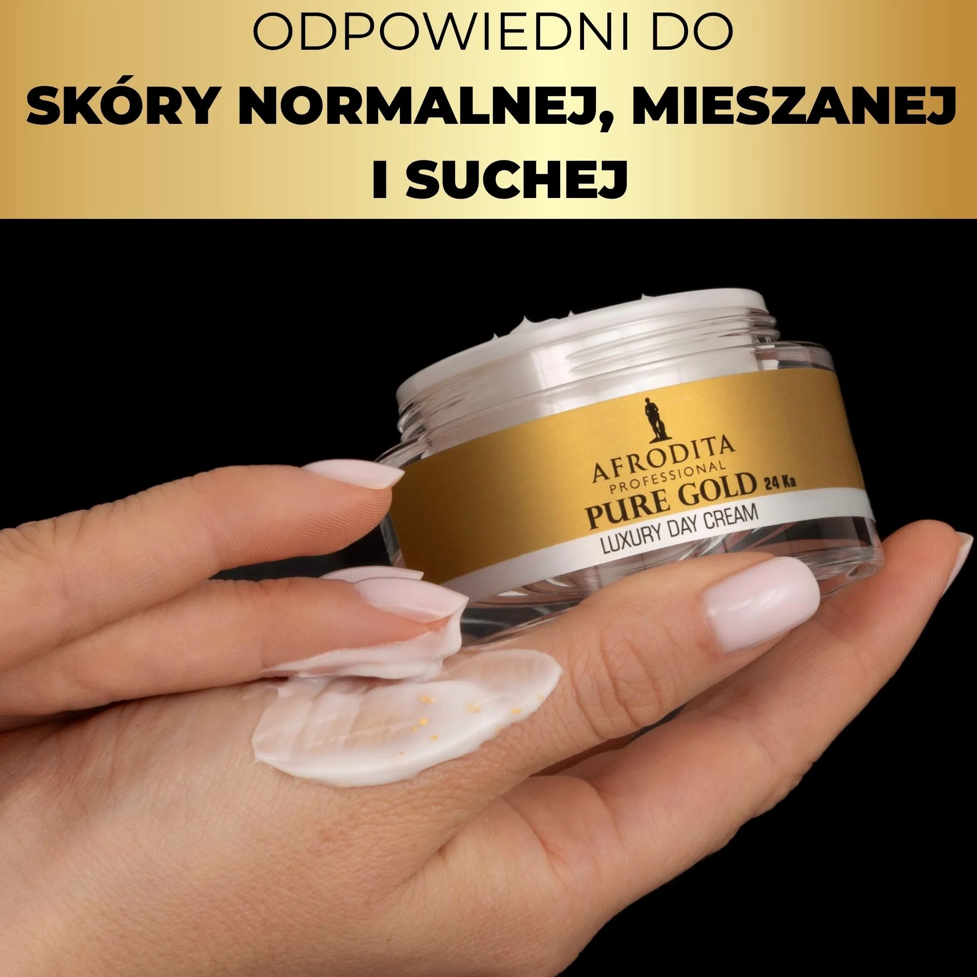 Afrodita Professional Pure Gold 24 Ka luksusowy krem na dzień l 50 ml l wydajna formuła przeciwstarzeniowa z cząsteczkami czystego 24-karatowego złota