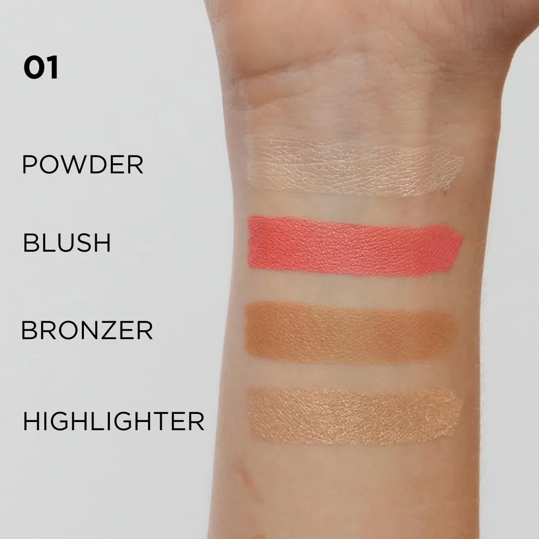 Eveline Cosmetics Wonder Match wielofunkcyjna paleta do twarzy – bronzer, róż, rozświetlacz i puder – wegańska formuła o zapachu czekolady, do makijażu dziennego i wieczorowego
