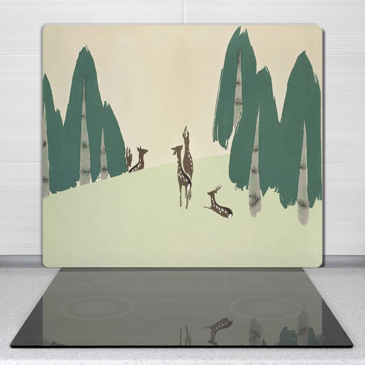 Coloray Deska do krojenia 60x52cm Szklana Do Kuchni Szkło Hartowane Osłona Kuchenna Panel Przeciw Zabrudzeniom Osłona Kuchenki Indukcyjnej - Las zwierzęta