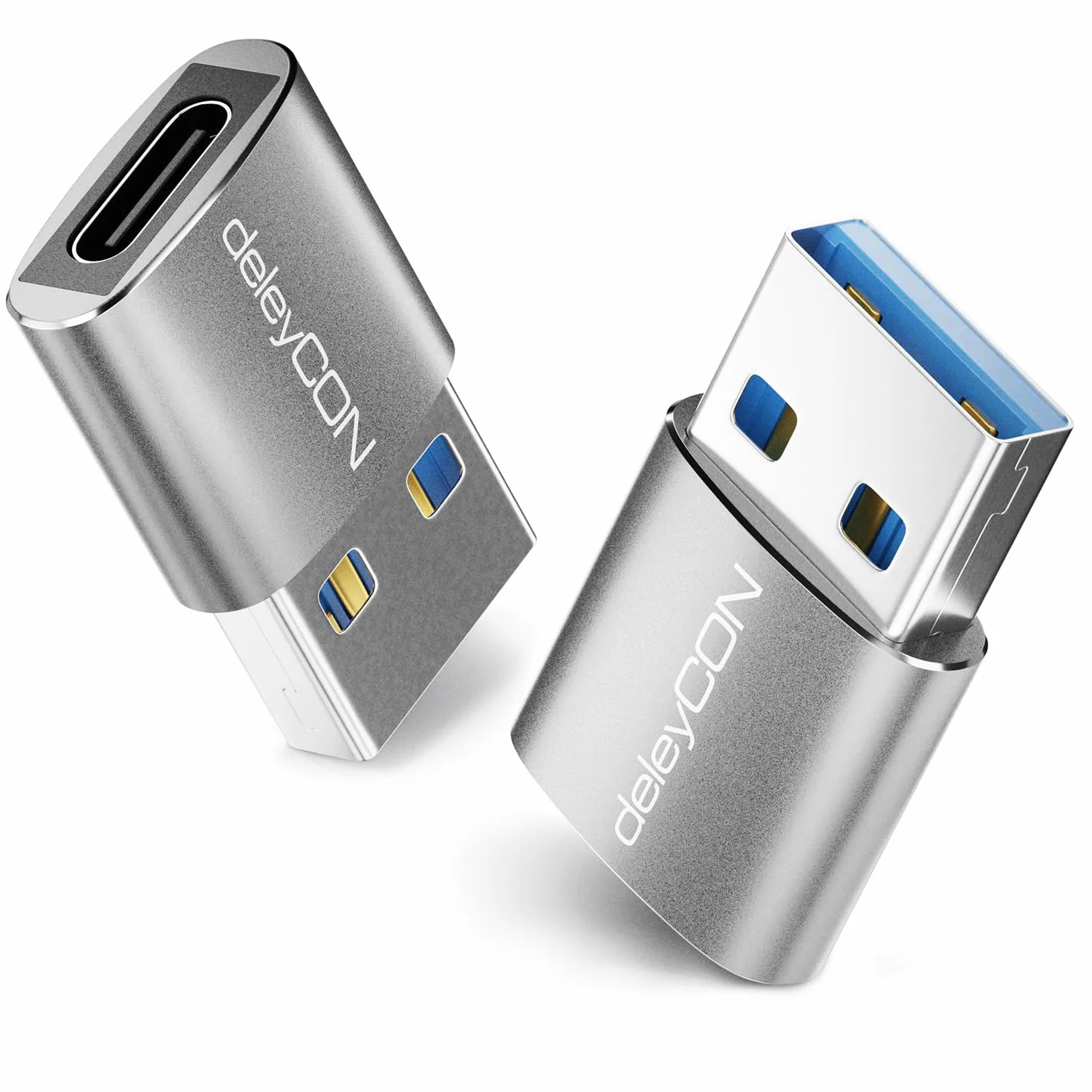 deleyCON Adapter USB-C (2 Szt.) USB 3.0 5 Gbps - Gniazdo USB-C do Wtyku USB-A - do iPhone 17/16/15, iPad, Galaxy S25/S24/S23, A56, A16, Laptopa, CarPlay itp.