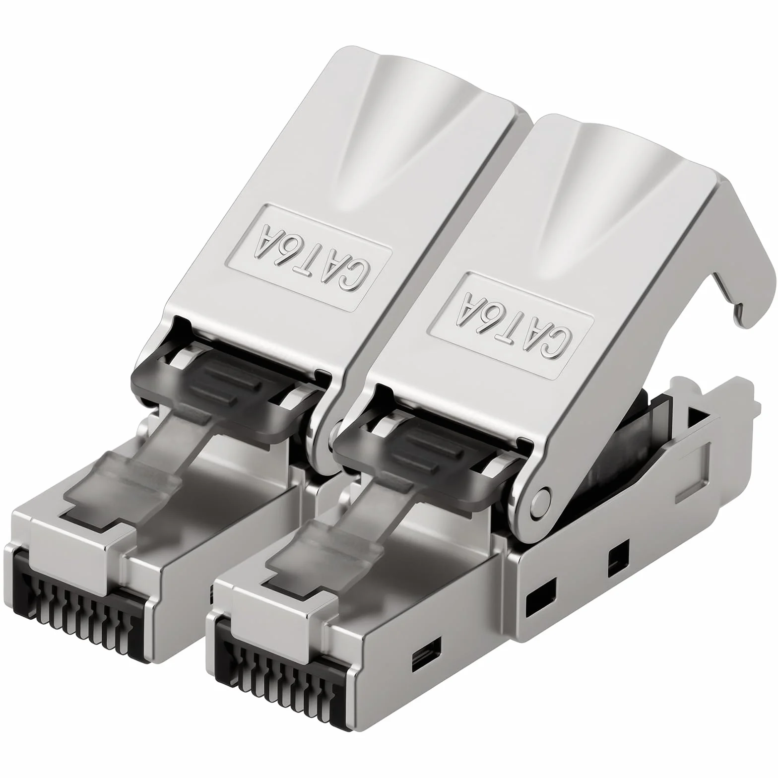 AXFEE 2 x wtyczka RJ45, bez narzędzi, wtyczka sieciowa CAT6A, kompatybilna z kablami Cat6A Cat6, wtyczka Lan, LSA w pełni ekranowana, idealna do sieci domowych i biurowych