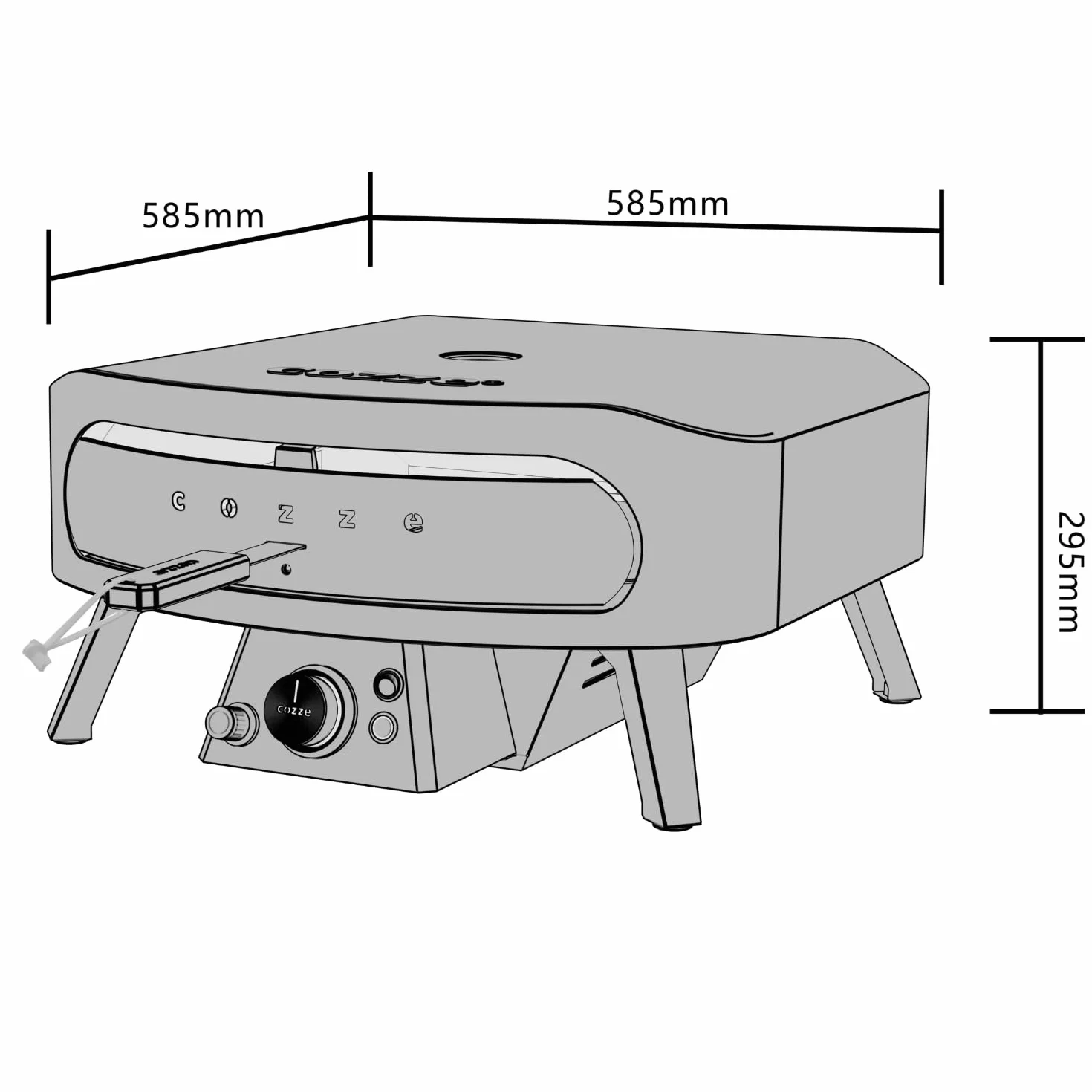 Cozze Piec do pizzy gazowy 17" Rotate Black Edition obrotowy kamień z kordierytu 43 cm 8 kW 30 mbar