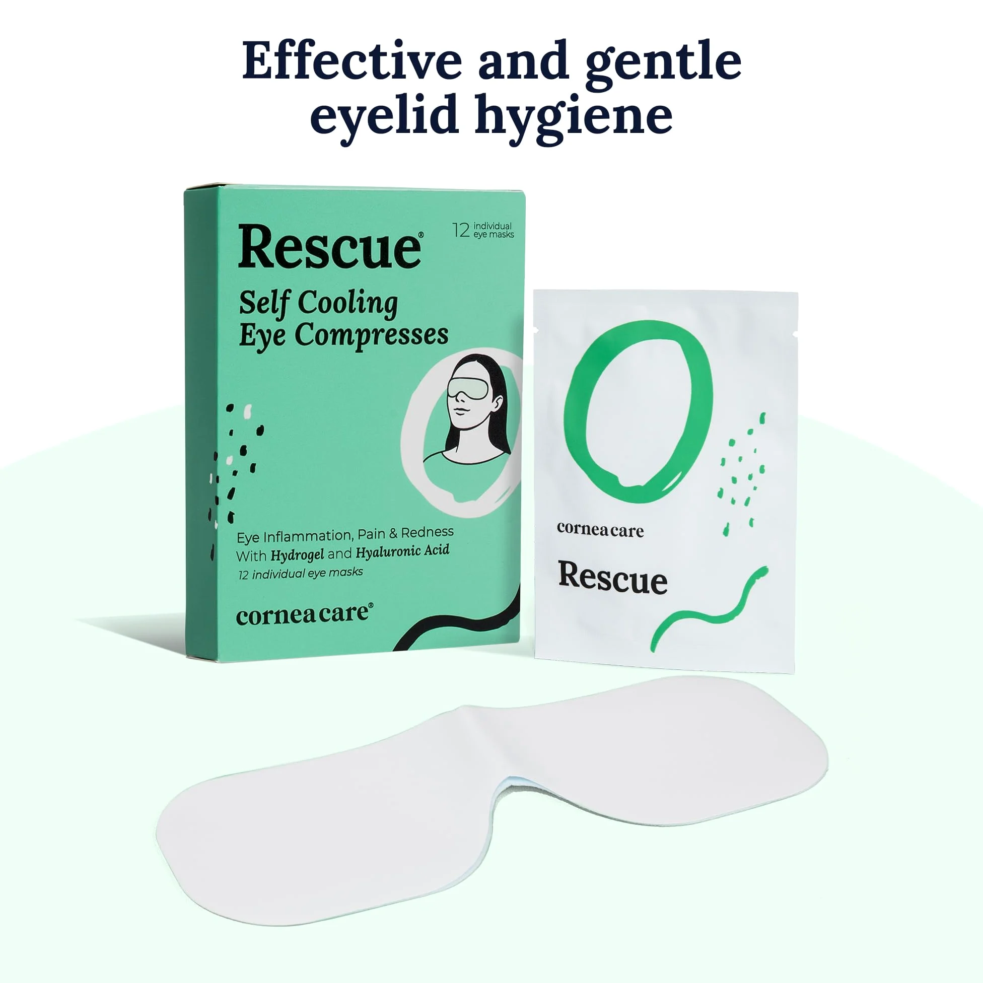 CorneaCare Rescue Hydrogel samochłodzące okłady | Odświeżające podkładki pod oczy | Odświeżające plastry na oczy | Odświeżające maseczki do opuchniętych oczu | 12