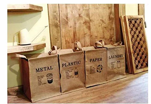 Torba do recyklingu z juty, pleciona juta, worki na śmieci do domu, kuchni, biura, naturalny styl, recykling, kosze na śmieci, organizer, kosze, pojemnik do recyklingu