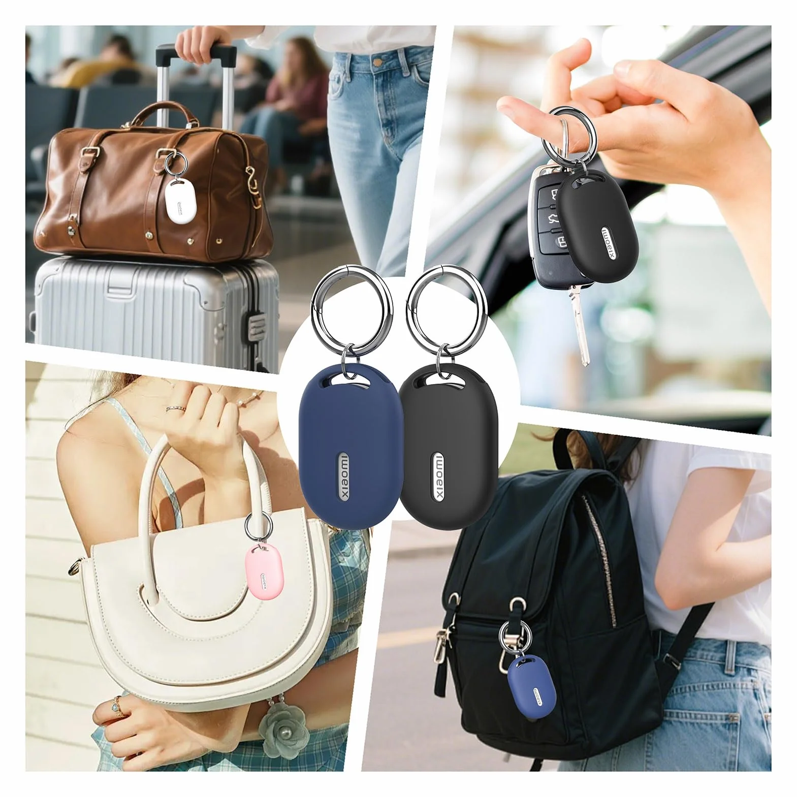 Etui ochronne do xiaomi tag, klucz - odporny na upadek i zarysowania, etui tracker GPS Android Tracker do kluczy, bagażu, portfeli, dzieci (czarny i ciemnoniebieski)