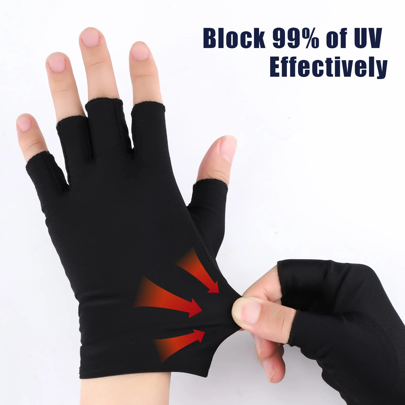 Rekawiczki do Lampy Zelowej do Paznokci, Rekawiczki pól Palca Rekawice Ochronne na Palce Artykuly do Manicure do Manicure Zelowego Zajecia na Swiezym Powietrzu (Czarny)