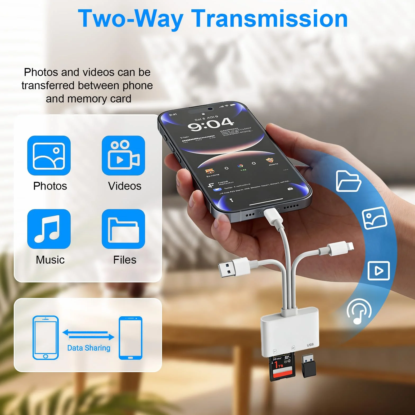 【Certyfikat Apple MFI】 Czytnik kart SD iPhone, USB-C & Lightning i USB-A, czytnik kart pamięci SD/TF/USB OTG, czytnik kart SD do iPhone'a/iPada/aparatu, czytnik kart iPhone, Plug & Play