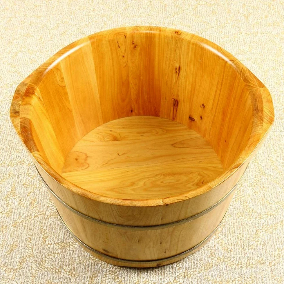 Drewniane wiadro do kąpieli stóp Wanna z hydromasażem do stóp, wiadro do moczenia stóp, umywalka do stóp dla dorosłych, wanna do stóp do moczenia stóp, drewniane wiadro do pedicure Super łat